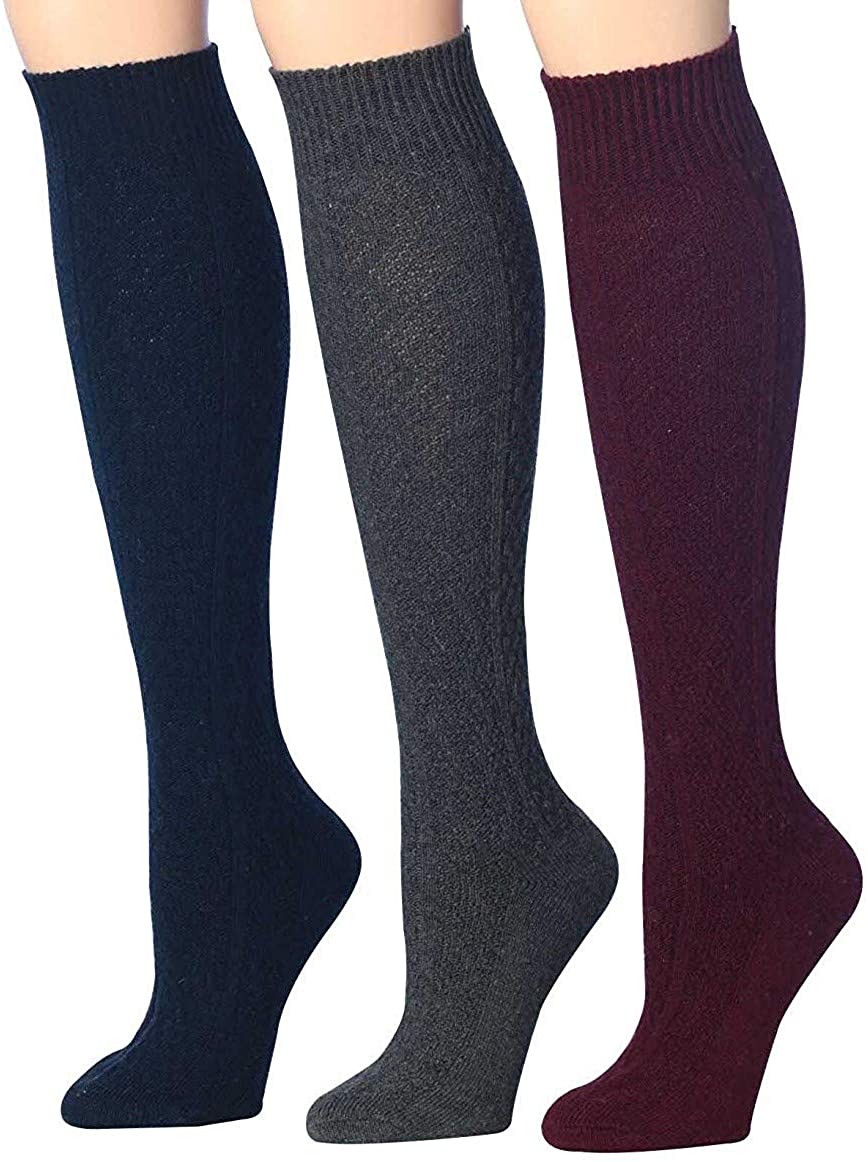 Tipi Toe Women's Ragg Marled Ribbed Boot Socks in various colors, showcasing their over-the-calf design and soft wool-blend material.