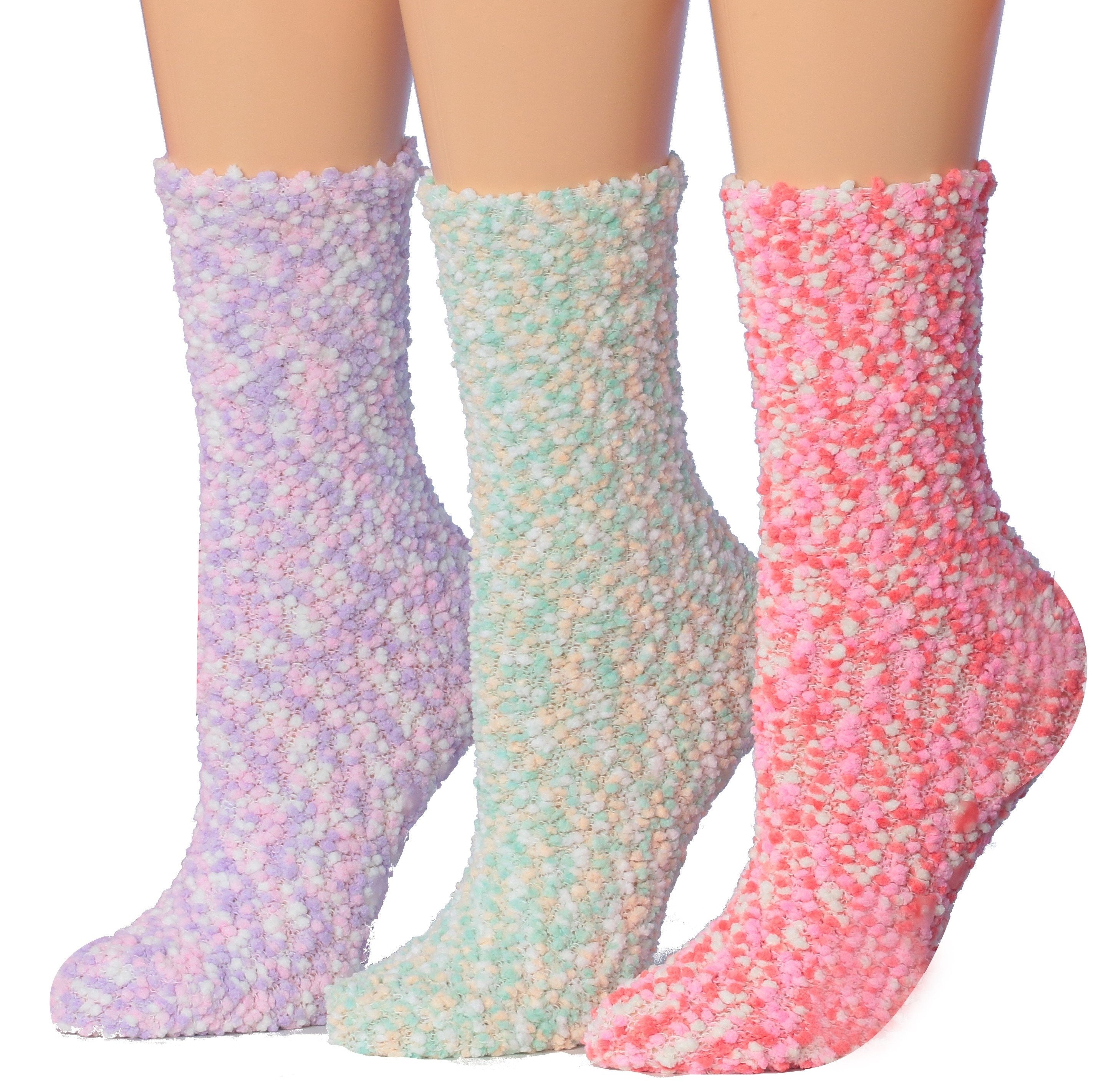 Tipi Toe Women's 3-Pairs Winter Snowflakes Anti-Skid Soft Fuzzy Crew Socks featuring cozy microfiber material and festive snowflake patterns.