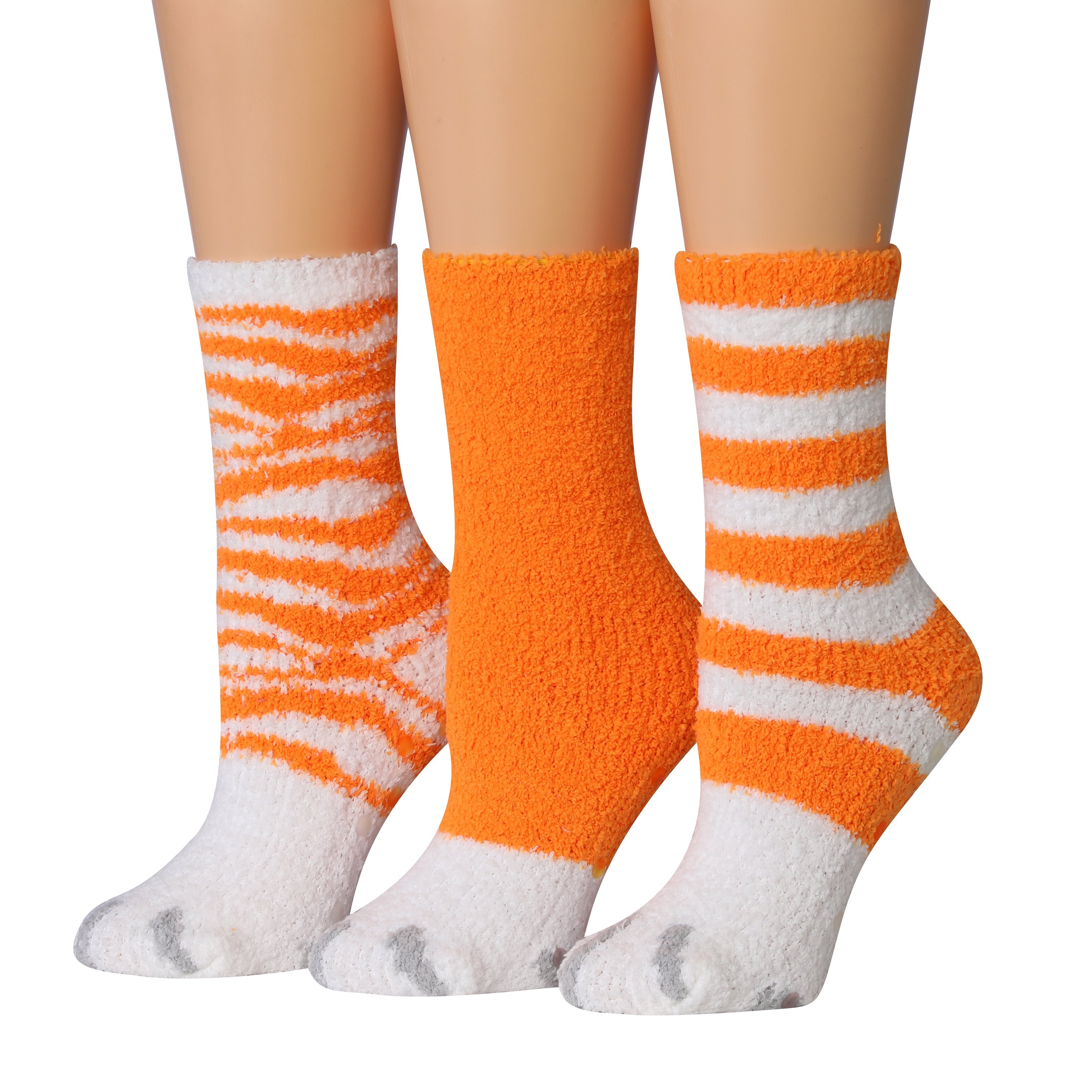 Tipi Toe Women's 3-Pairs Winter Snowflakes Anti-Skid Soft Fuzzy Crew Socks in various colors and patterns, showcasing their cozy and stylish design.