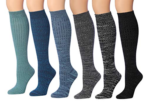 Tipi Toe Women's Ragg Marled Ribbed Mid-Calf High Wool-Blend socks in assorted colors, showcasing their soft texture and stylish ribbed design.