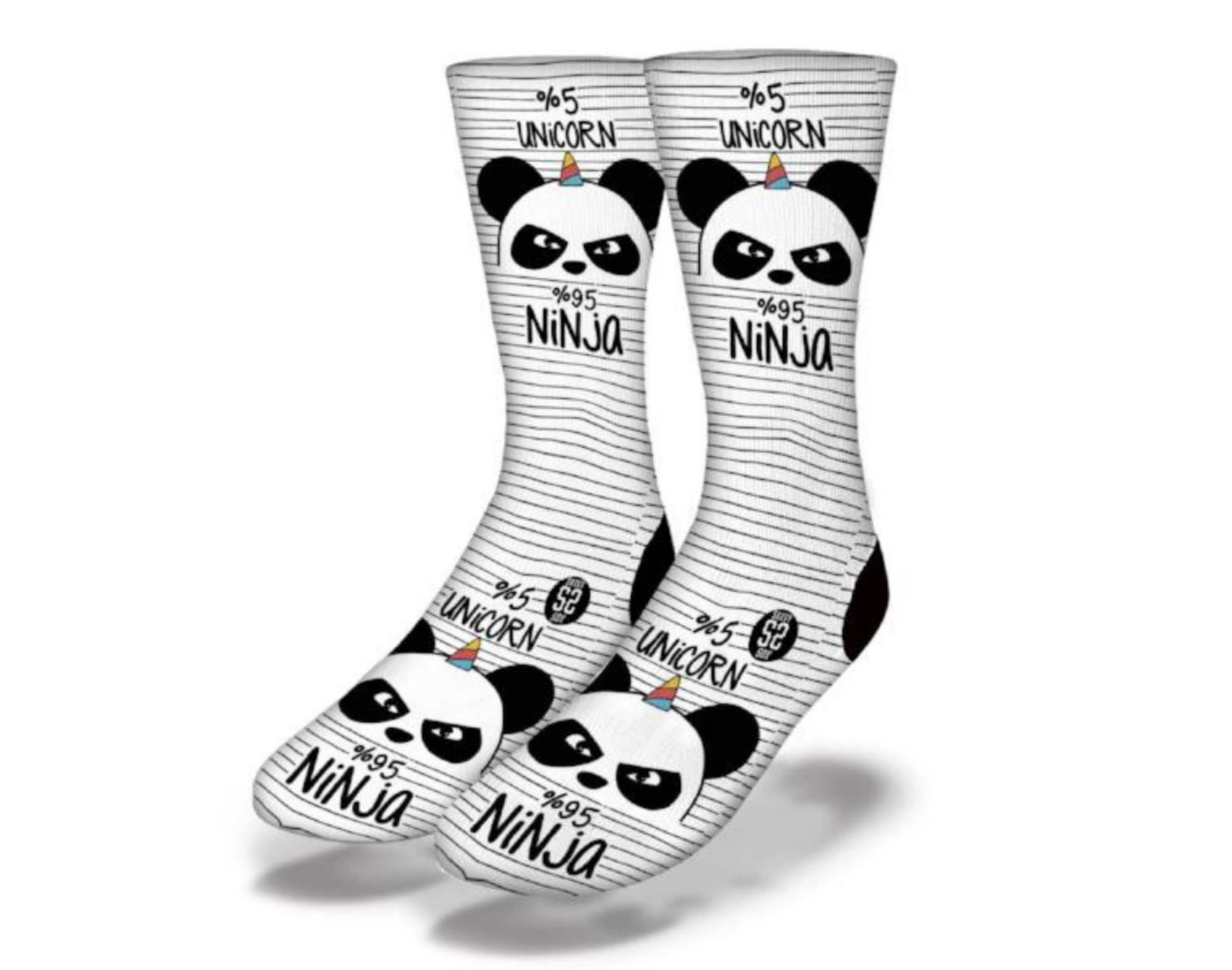 Colorful Unicorn Ninja Socks featuring a whimsical unicorn design in ninja attire, perfect for fun and comfort.