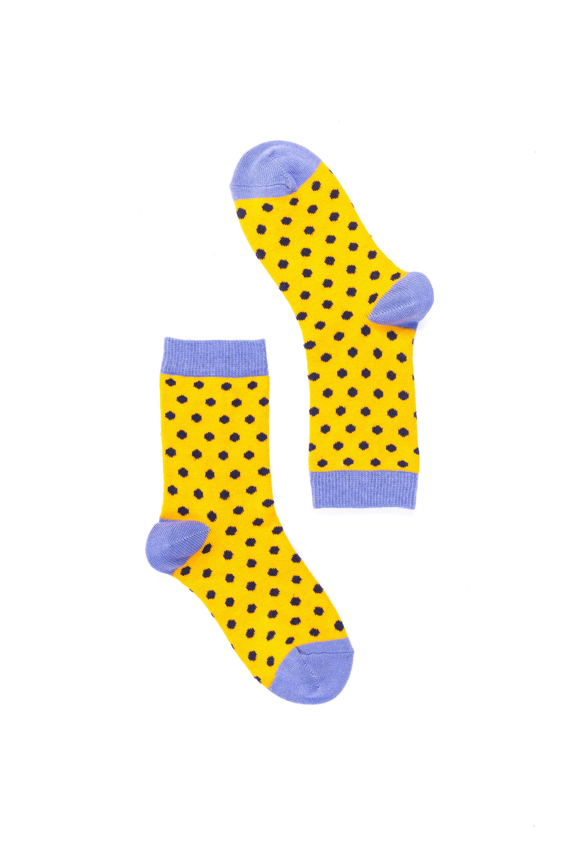 A pair of Women's Apricot Dot Socks featuring a colorful dot pattern, made from soft Turkish cotton for comfort and style.