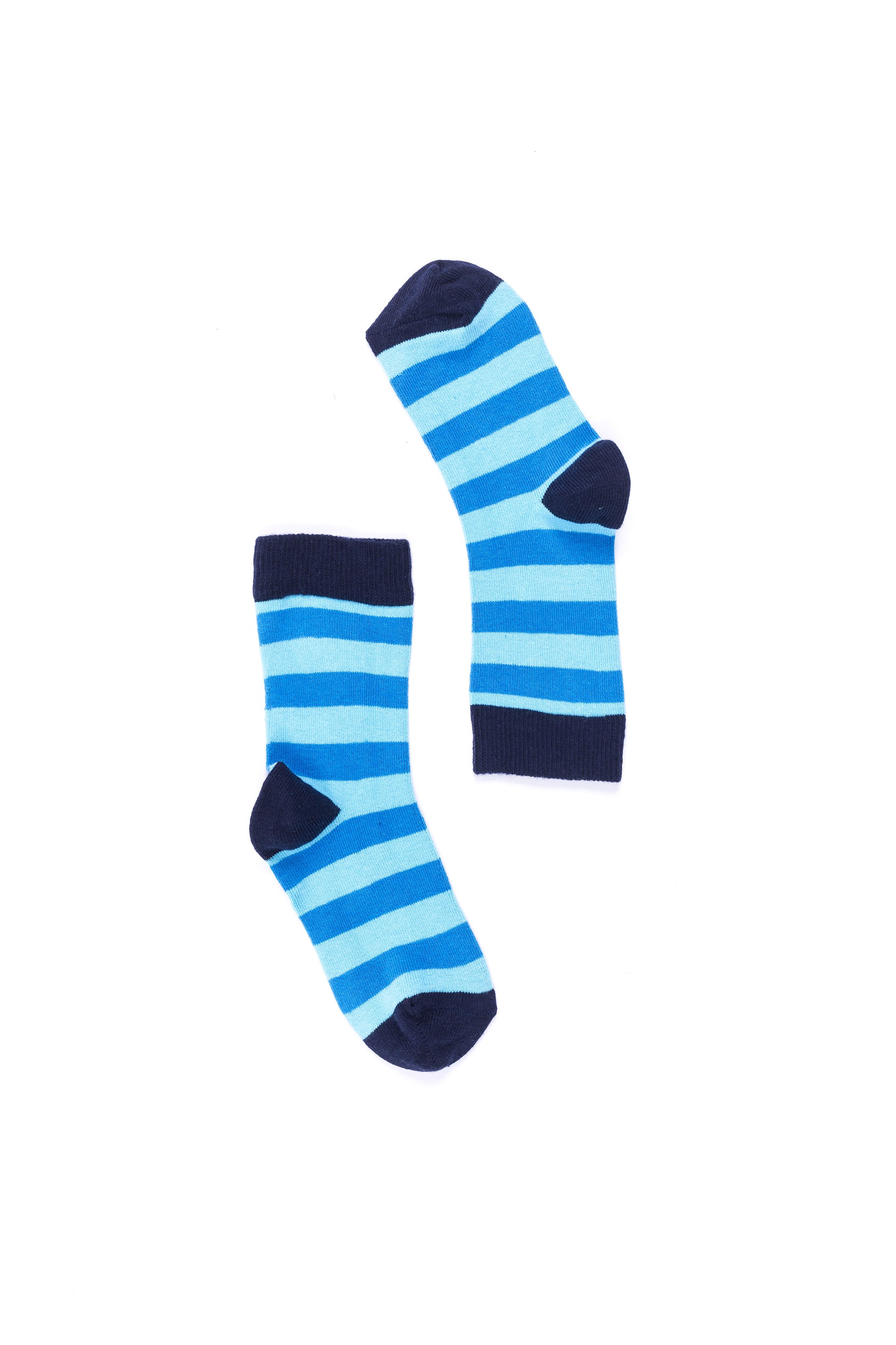 A pair of Women's Black Sky Stripe Socks featuring a vibrant striped design, made from soft Turkish cotton for comfort and style.