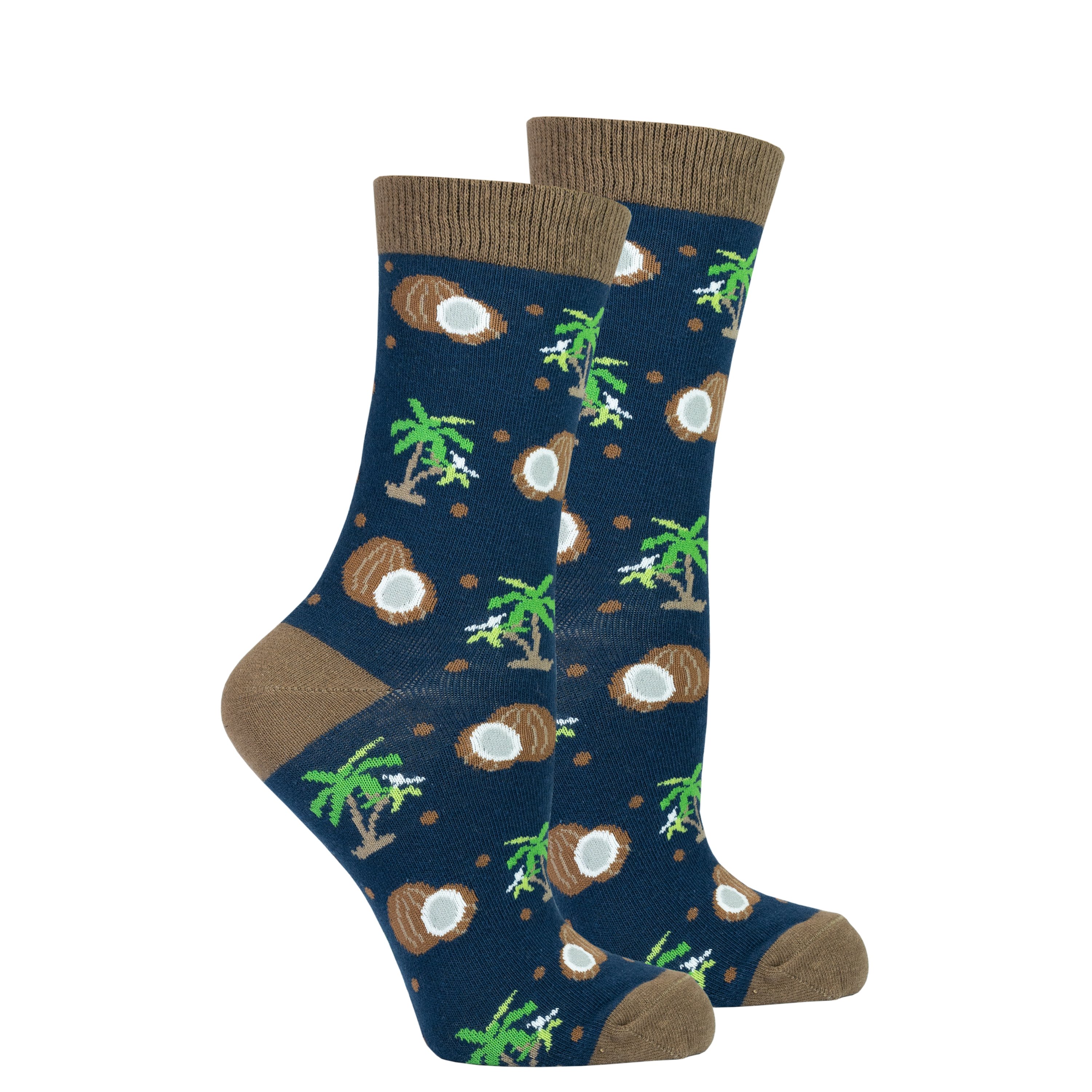 A pair of colorful Women's Coconut Socks made from soft Turkish cotton, featuring trendy patterns and a comfortable fit.