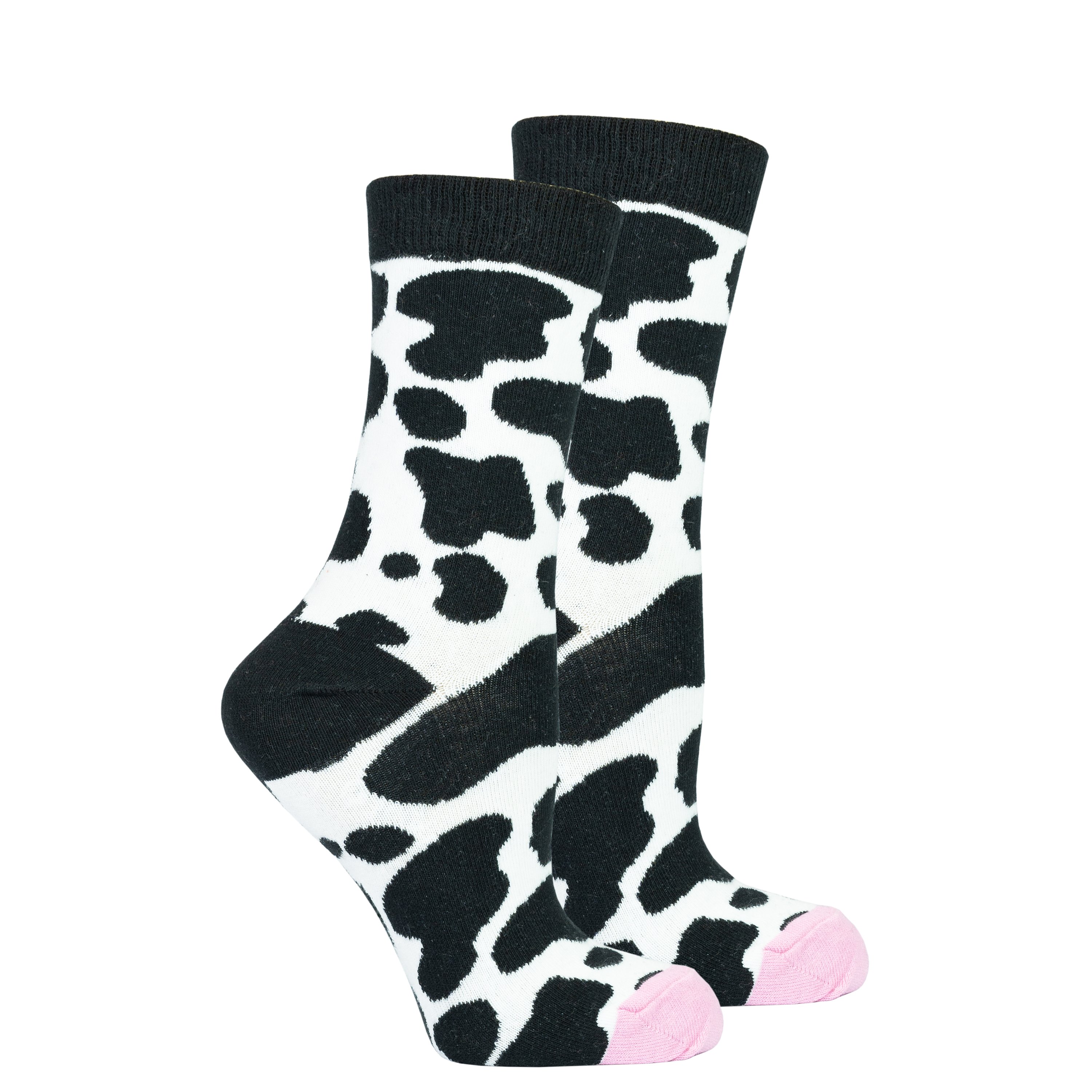 Colorful Women's Cow Socks featuring a trendy cow print design, made from soft Turkish cotton for comfort.