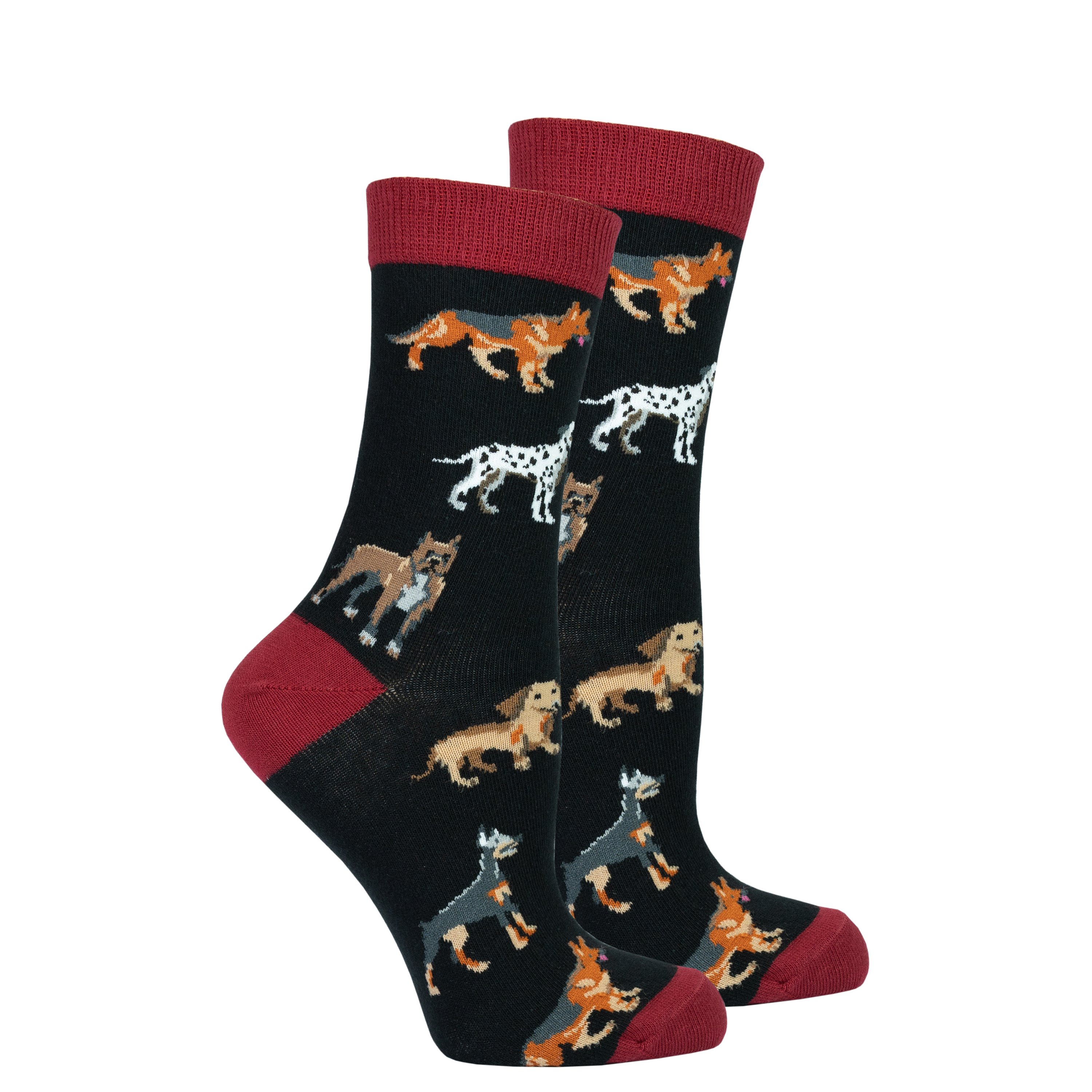 Colorful Women's Dog Species Socks featuring fun dog patterns, made from soft Turkish cotton for comfort.