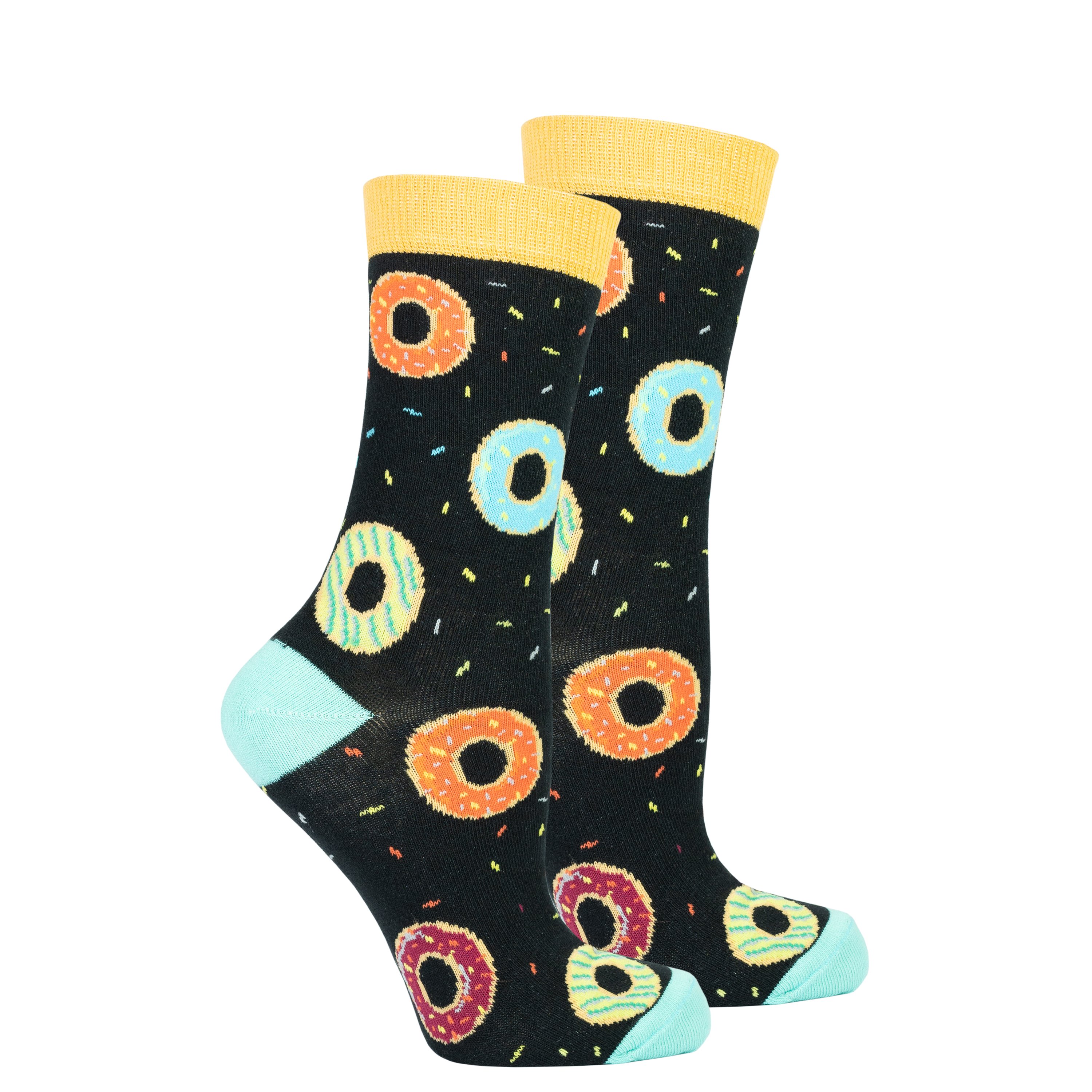 Colorful Women's Donuts Socks featuring a fun donut pattern, made from soft Turkish cotton for comfort and style.