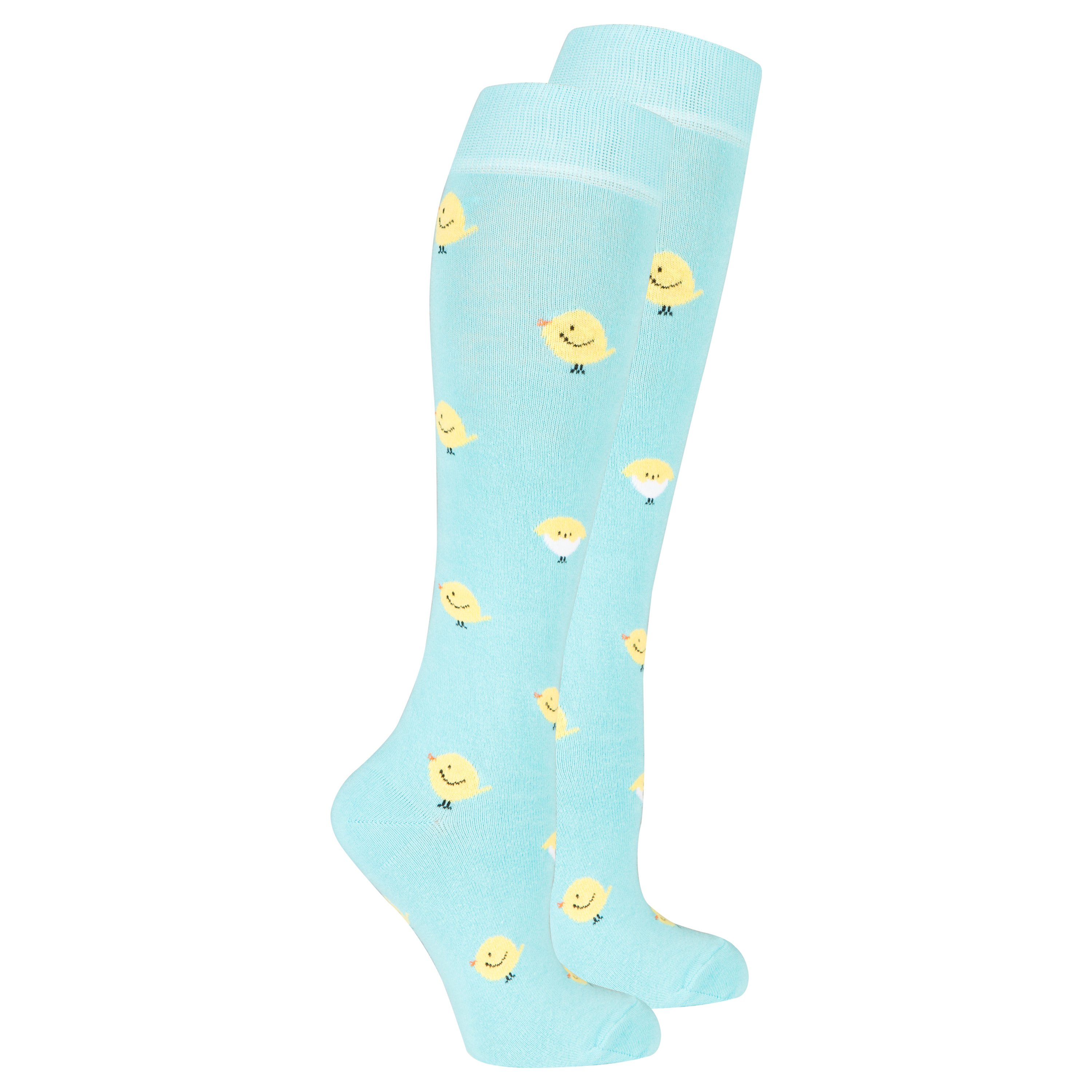 Colorful Women's Duck Knee High Socks displayed with vibrant patterns and designs, showcasing their trendy style and comfort.