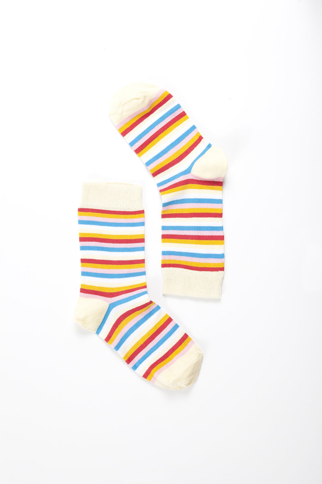 Colorful Women's Eggnog Stripe Socks made from soft cotton, featuring a trendy design perfect for adding flair to any outfit.