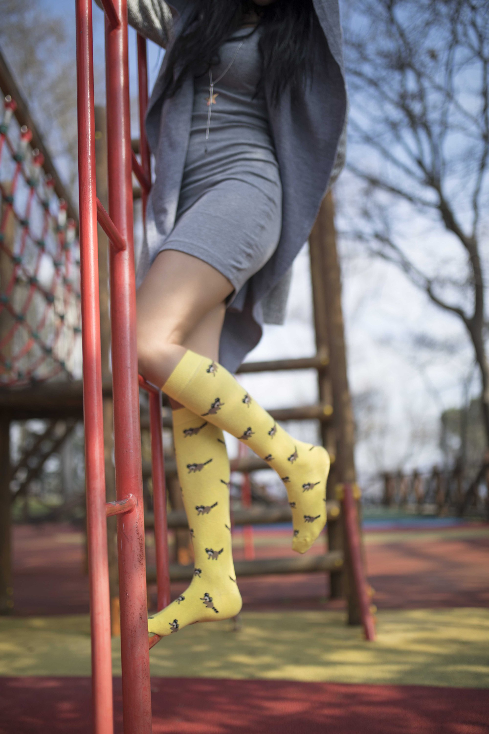 A pair of Women's Fox Knee High Socks featuring colorful and trendy designs, made from soft Turkish cotton for comfort.