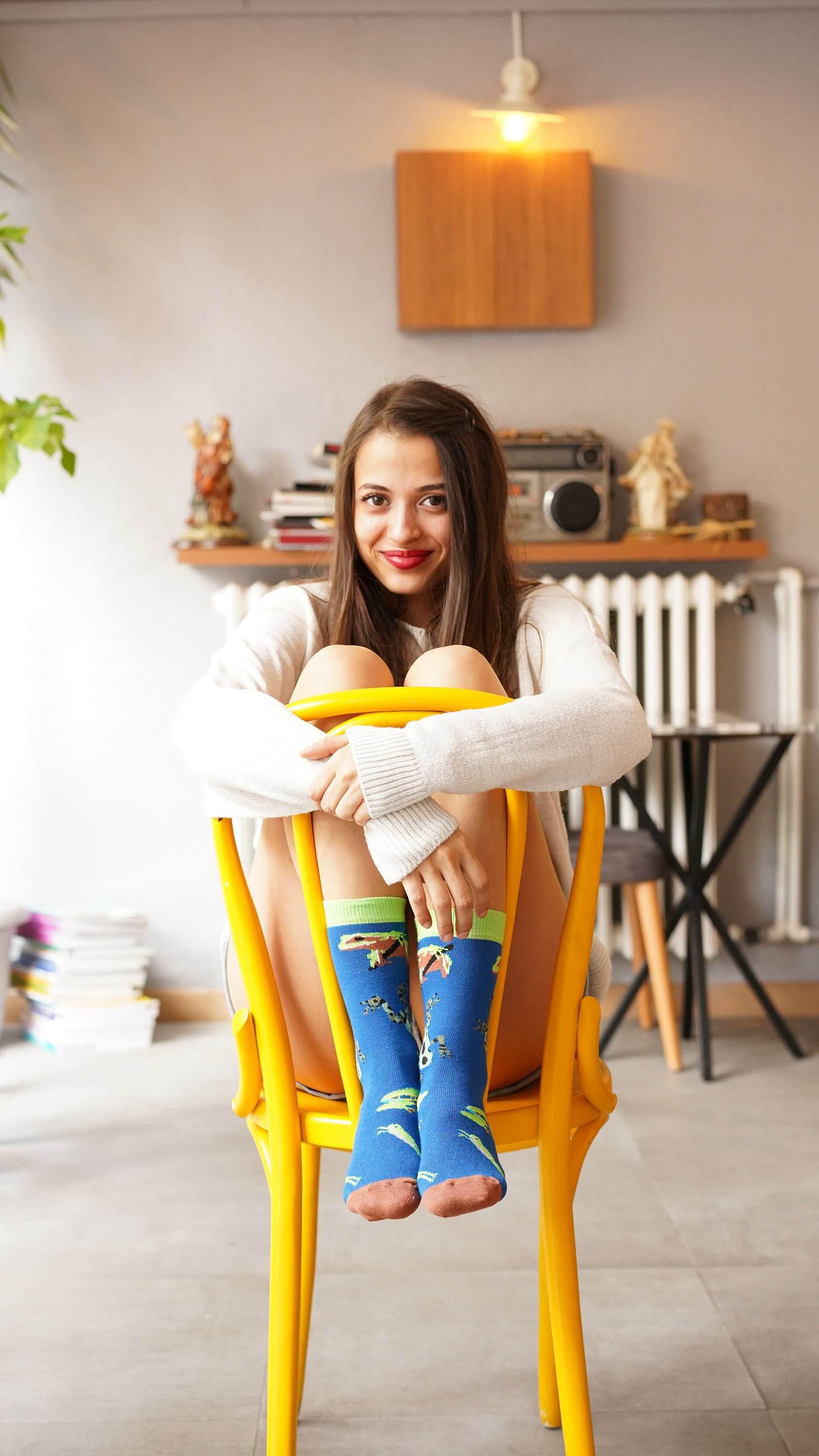 Colorful Women's Frog Socks made from premium Turkish cotton, featuring a playful frog design.