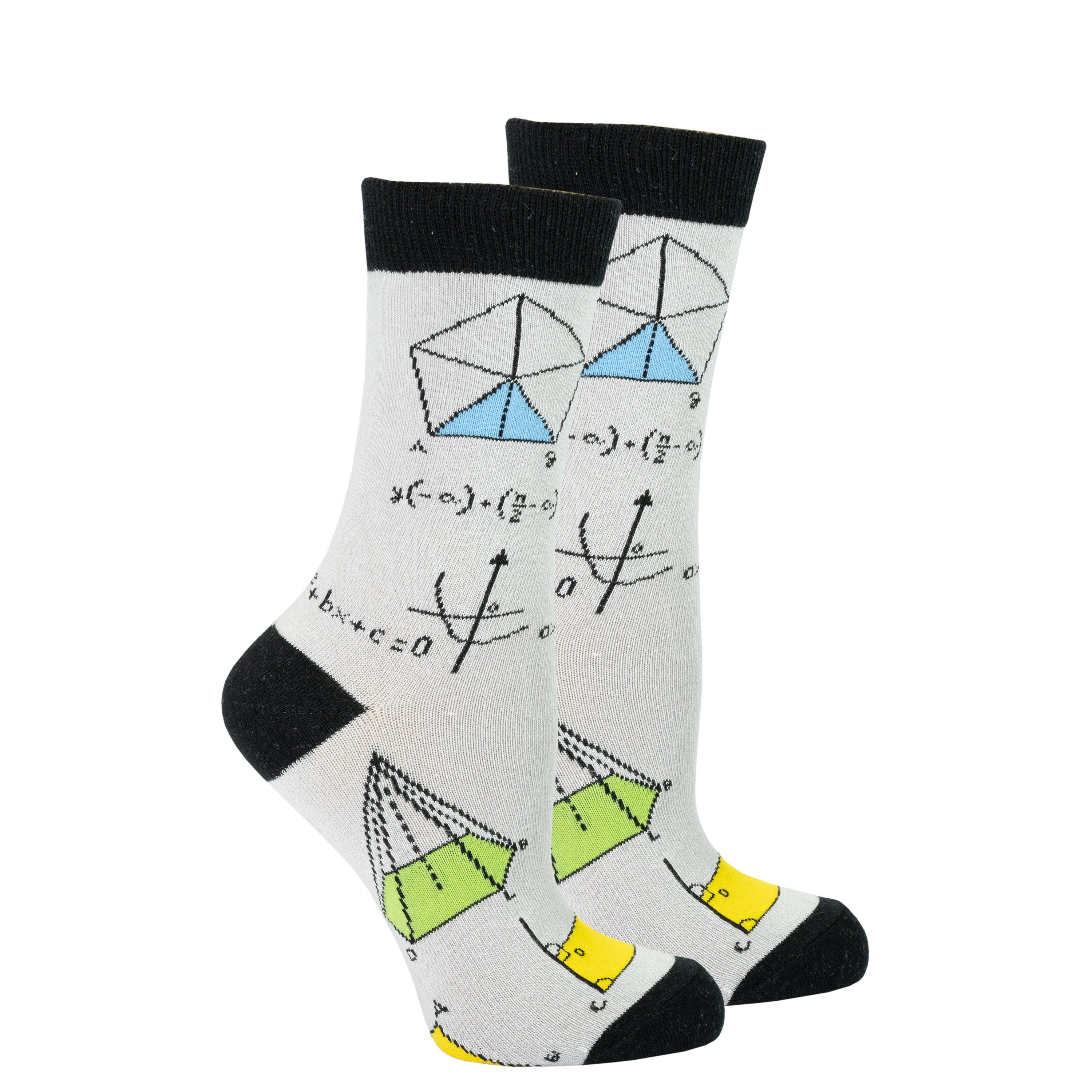 Colorful Women's Geometry Socks featuring trendy geometric patterns made from soft Turkish cotton.