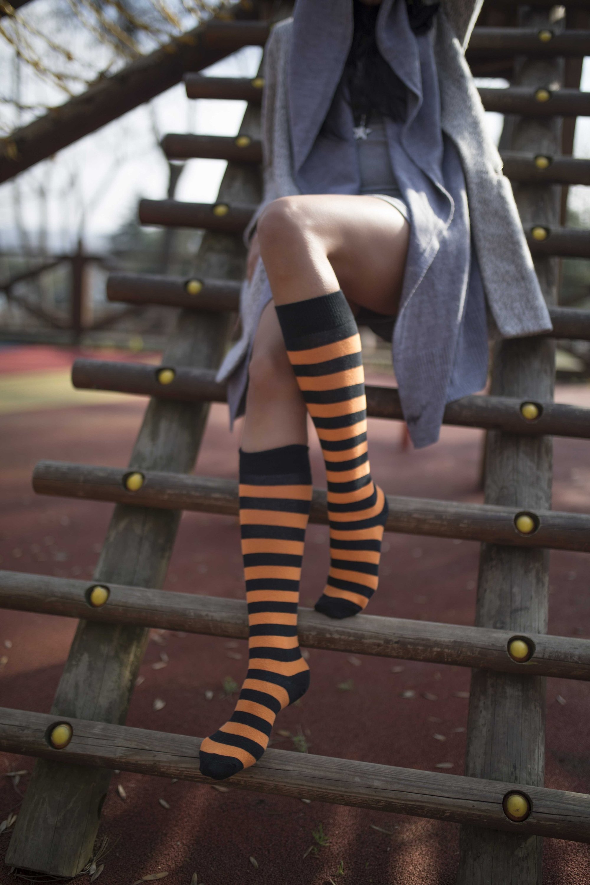 A pair of Women's Ginger Stripe Knee High Socks featuring vibrant ginger stripes, made from soft Turkish cotton for comfort and style.