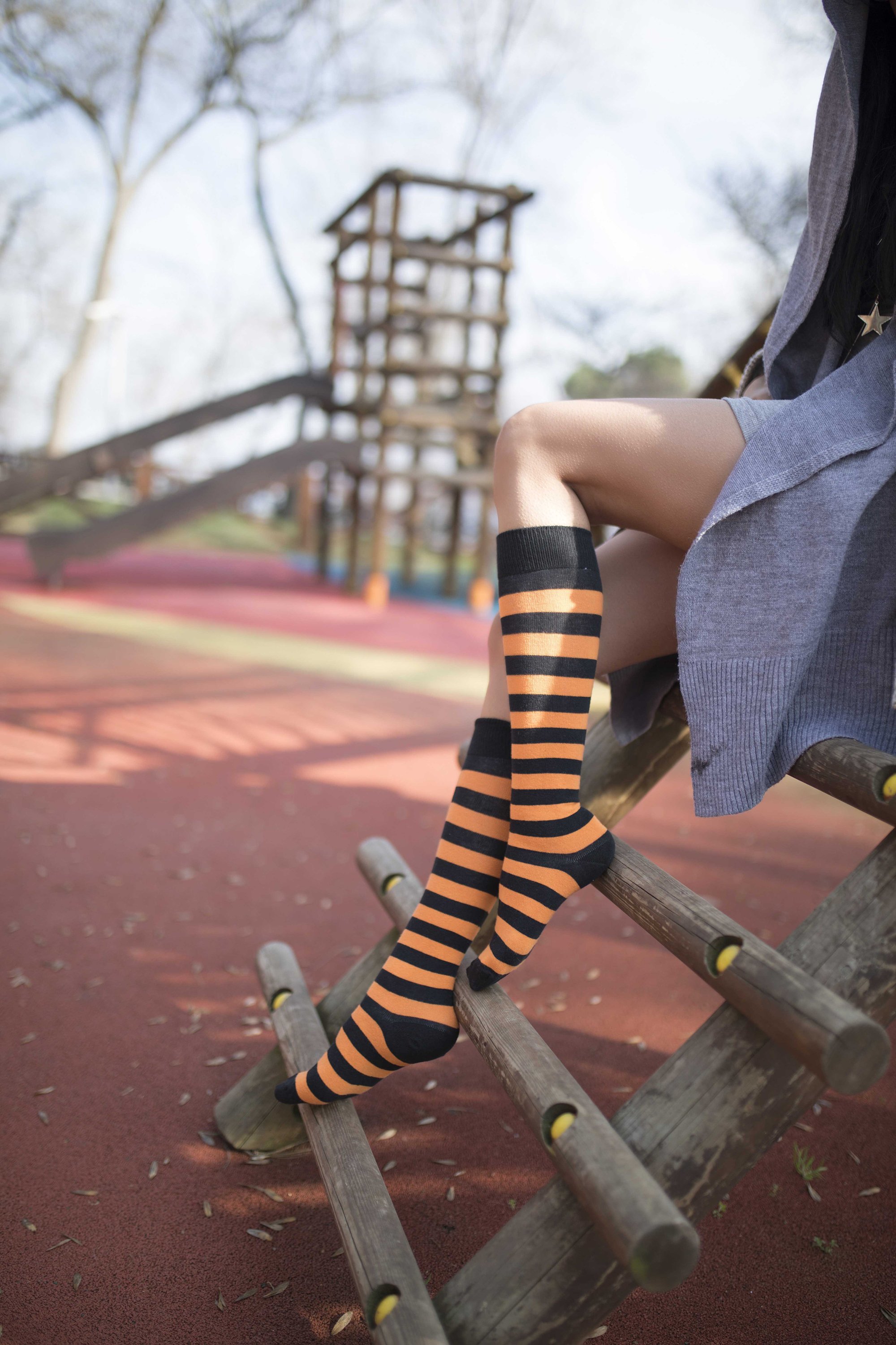 A pair of Women's Ginger Stripe Knee High Socks featuring vibrant ginger stripes, made from soft Turkish cotton for comfort and style.