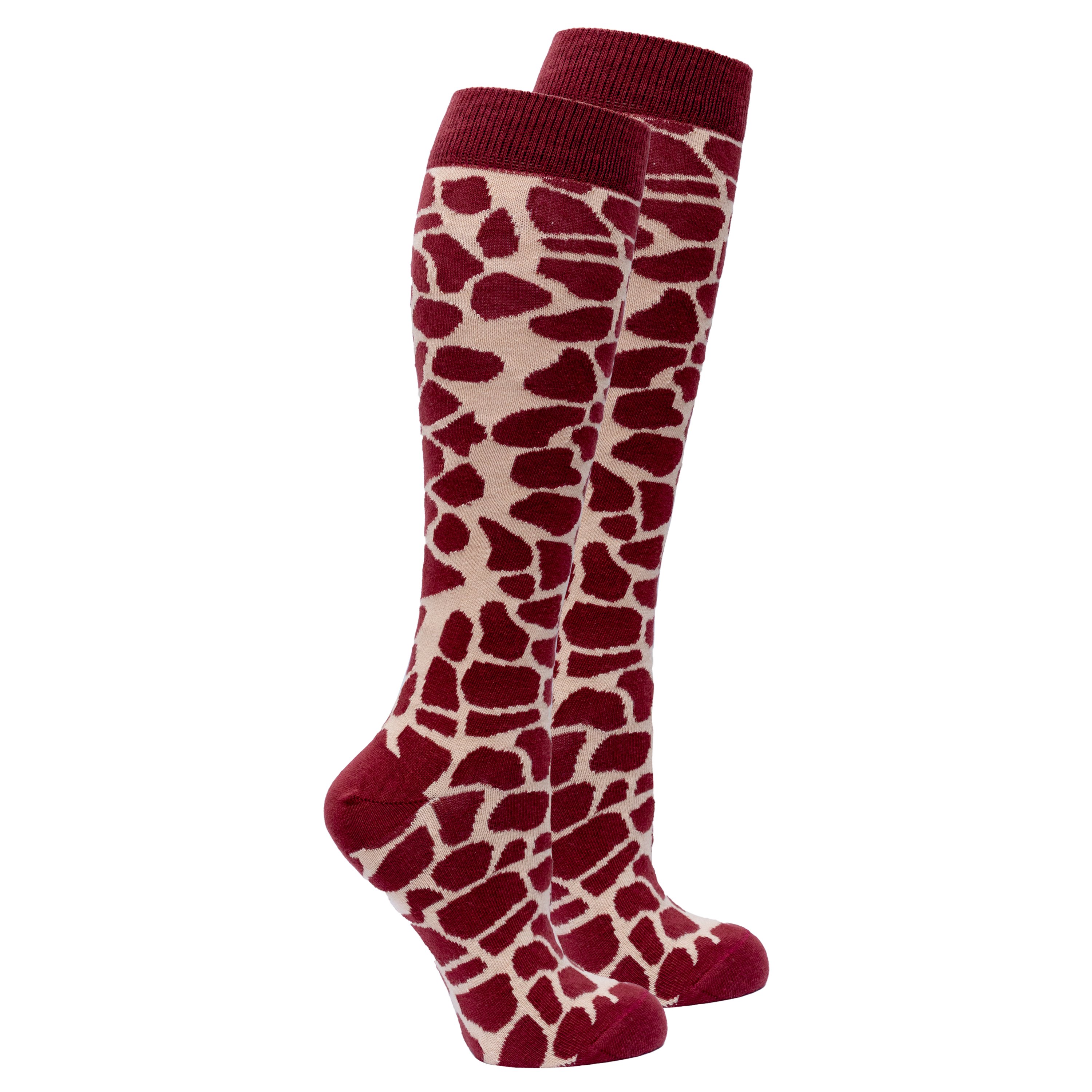 Colorful Women's Giraffe Knee High Socks featuring a playful giraffe pattern, perfect for adding a fun touch to any outfit.