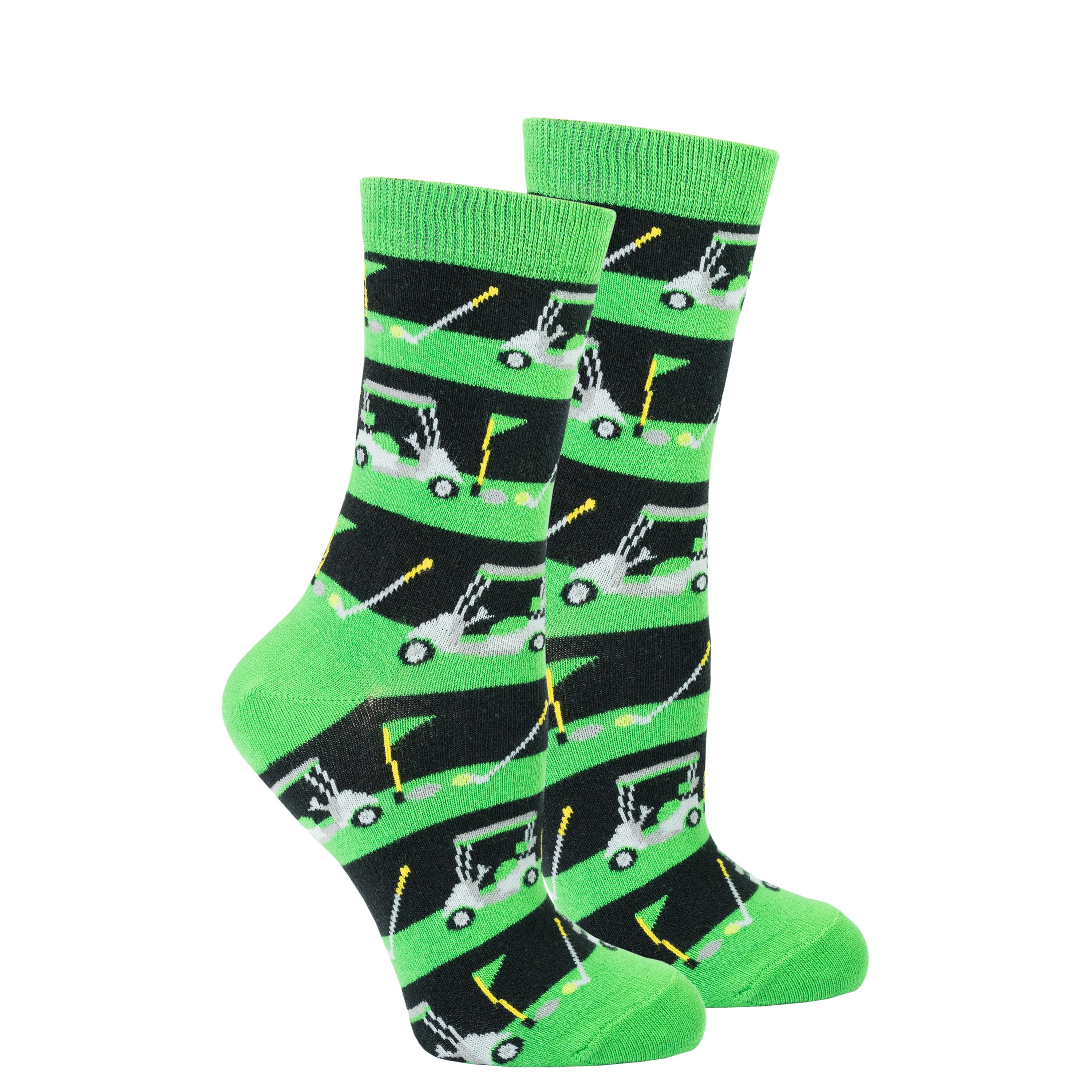 Colorful Women's Golf Socks made from premium Turkish cotton, featuring trendy patterns and a comfortable fit.