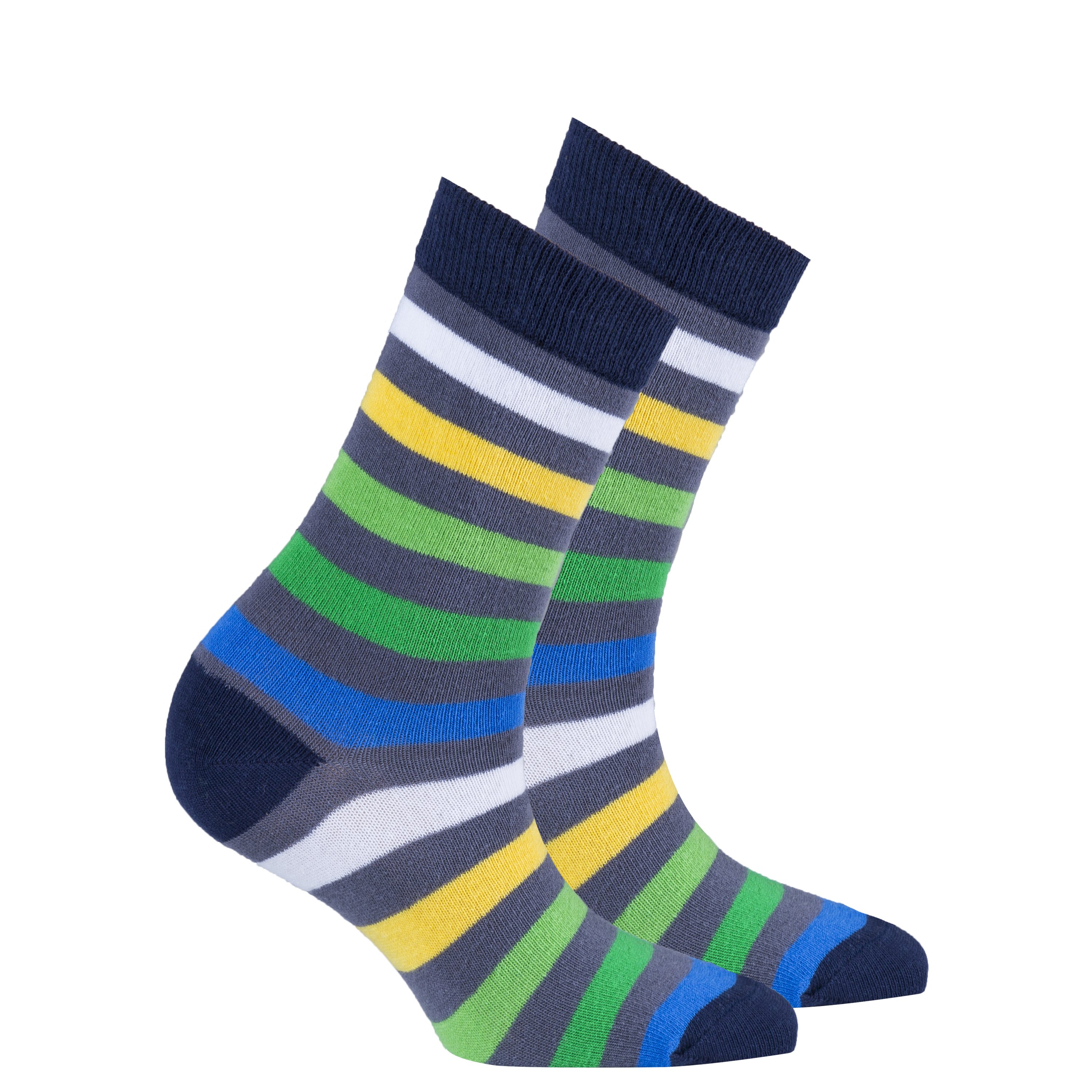 A pair of stylish Women's Grey Emerald Stripe Socks featuring a trendy design and soft fabric.