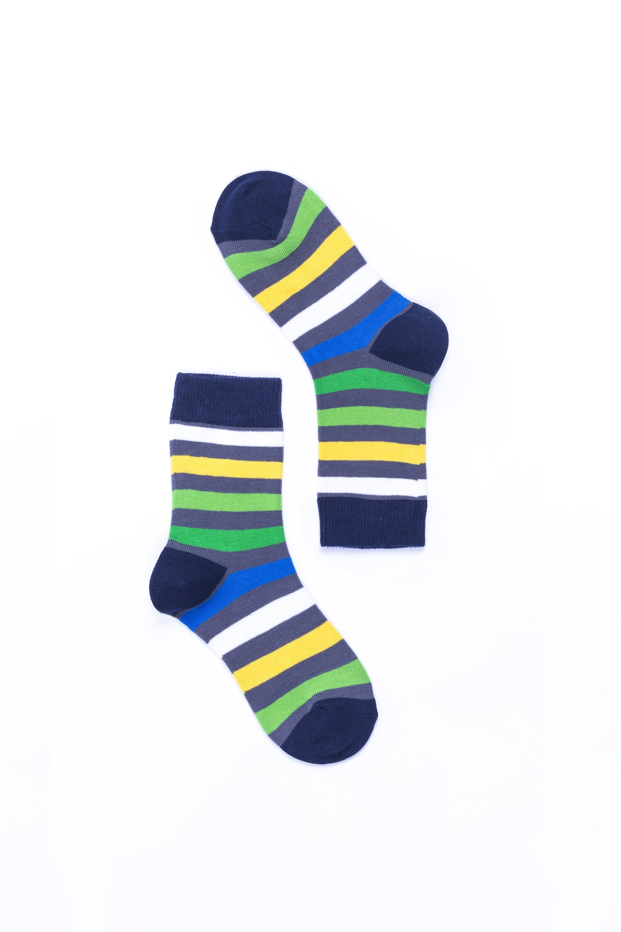 A pair of stylish Women's Grey Emerald Stripe Socks featuring a trendy design and soft fabric.