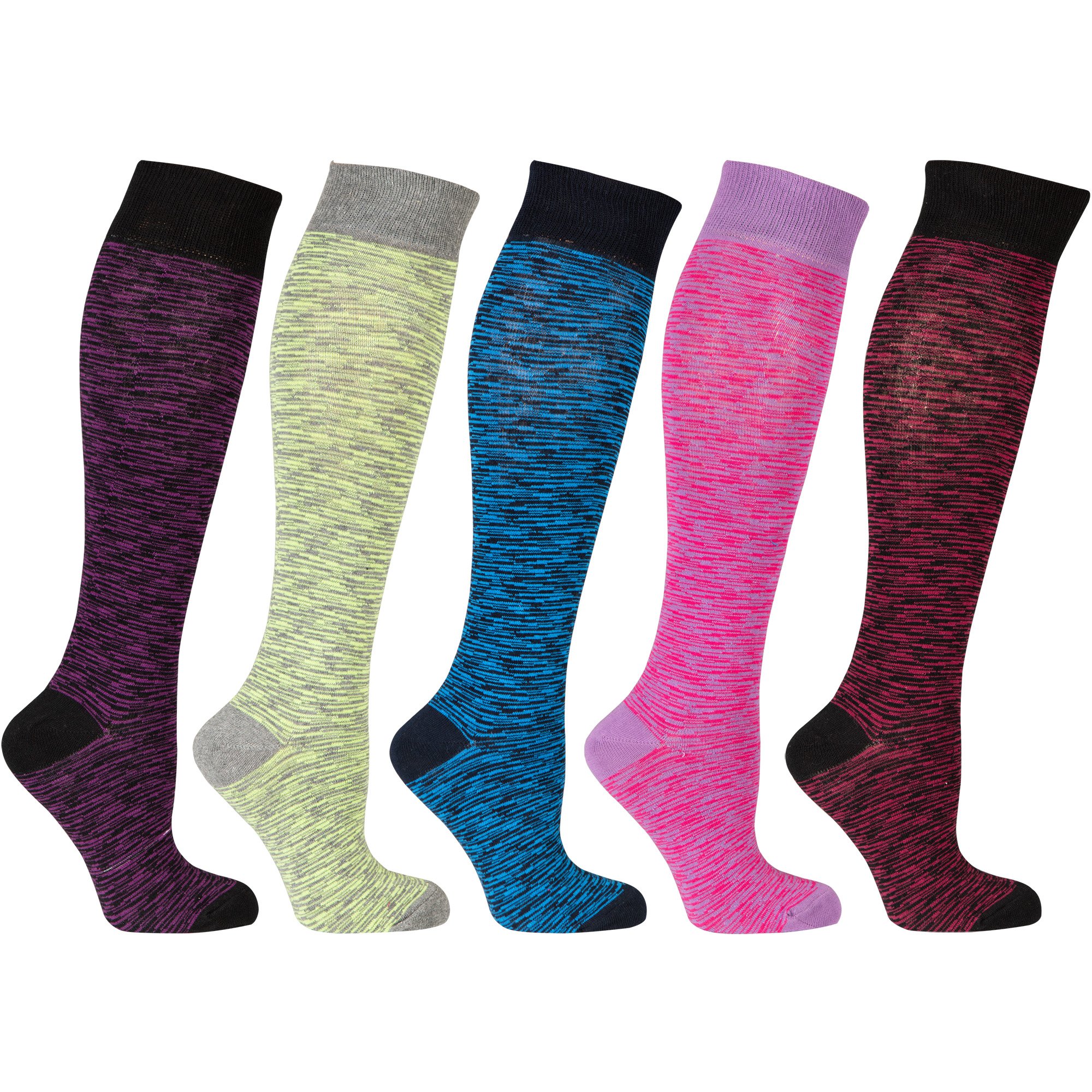 A vibrant set of Women's Grizzled Knee High Socks featuring colorful patterns and designs, perfect for adding style and comfort to any outfit.