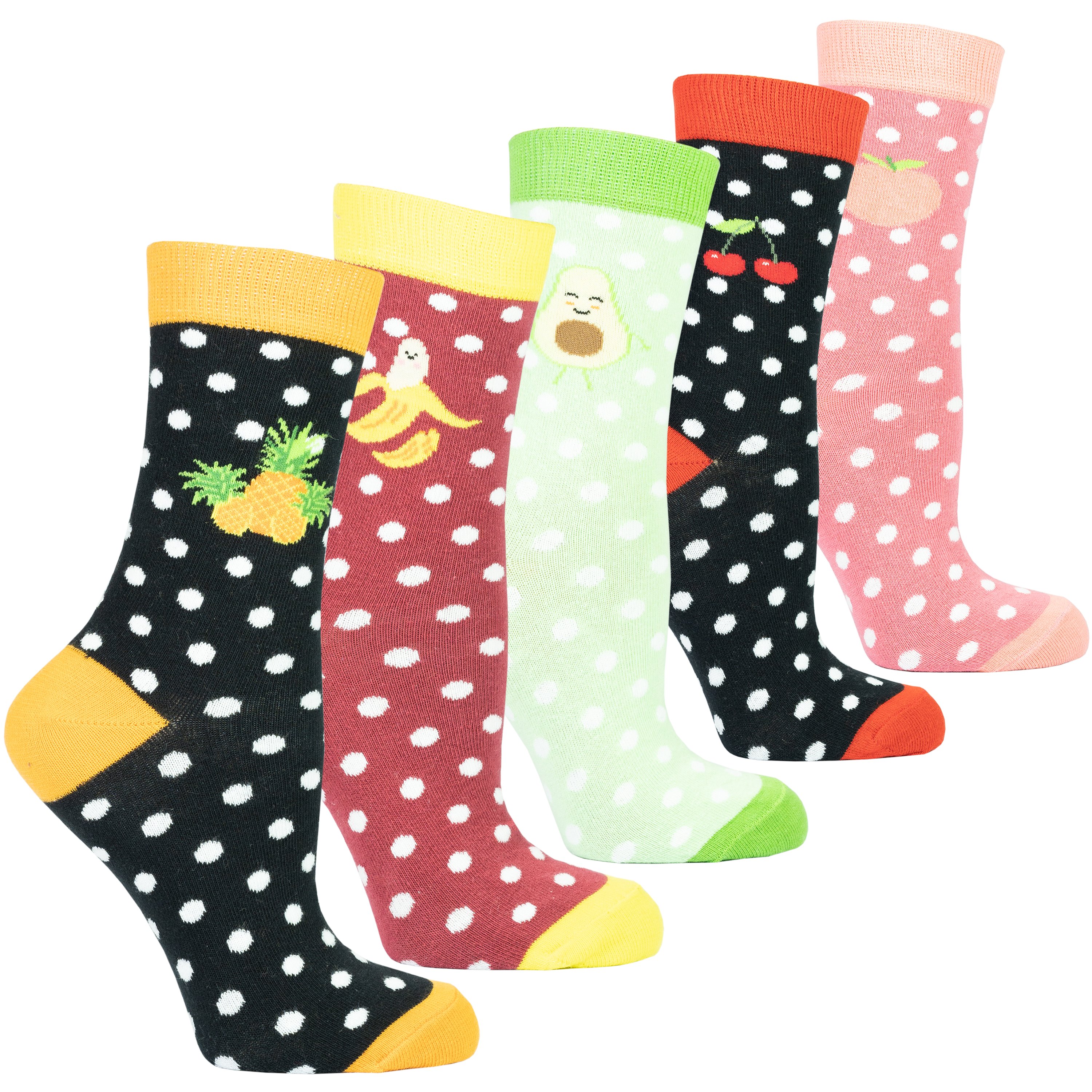 Colorful Women's Juicy Fruits Socks Set featuring vibrant patterns and soft cotton material, perfect for stylish comfort.