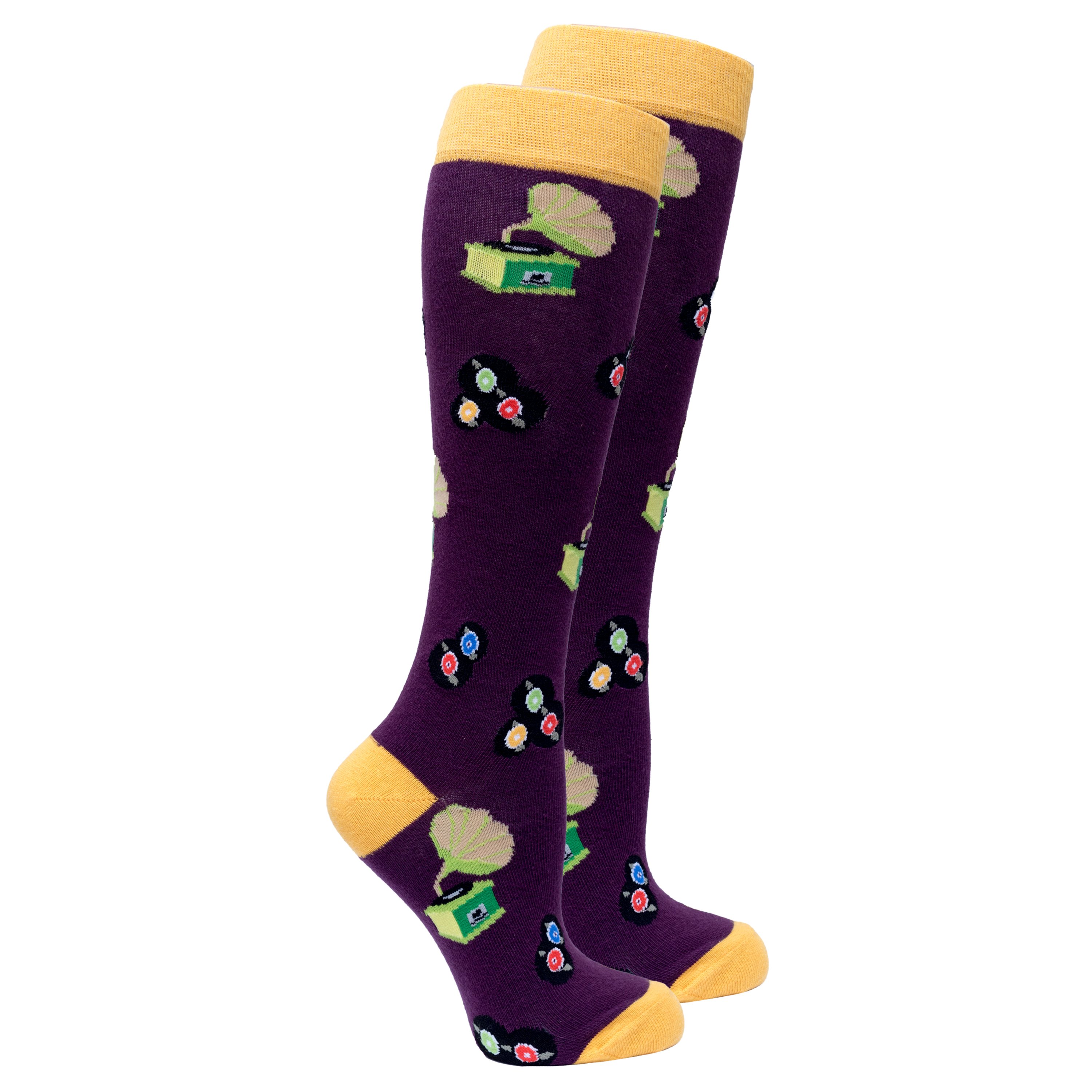 A vibrant set of Women's More Fun Knee High Socks featuring colorful patterns and designs, perfect for adding style to any outfit.