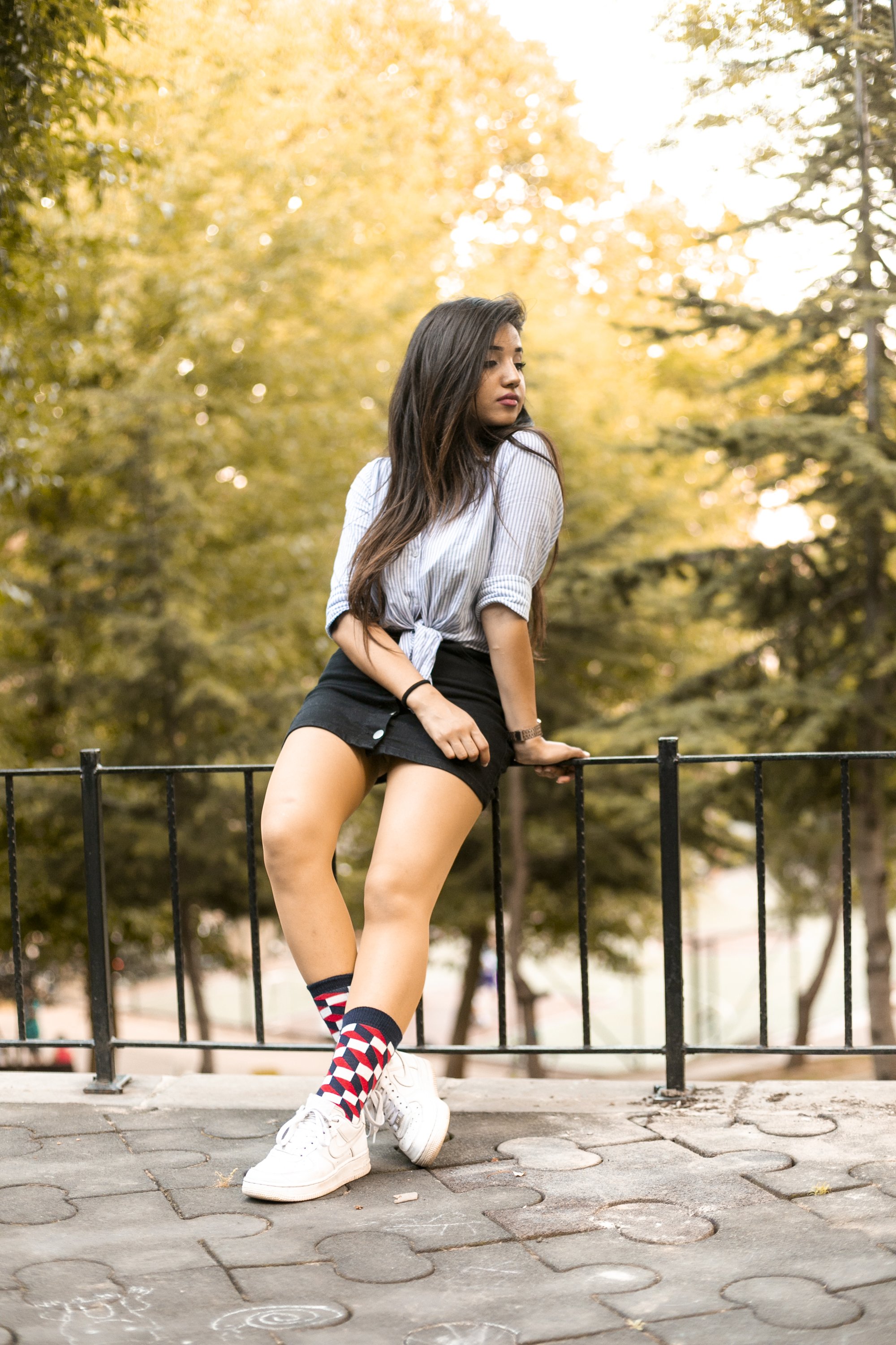 A pair of Women's Navy-Red Block Socks featuring a vibrant block design, made from soft Turkish cotton for comfort and style.