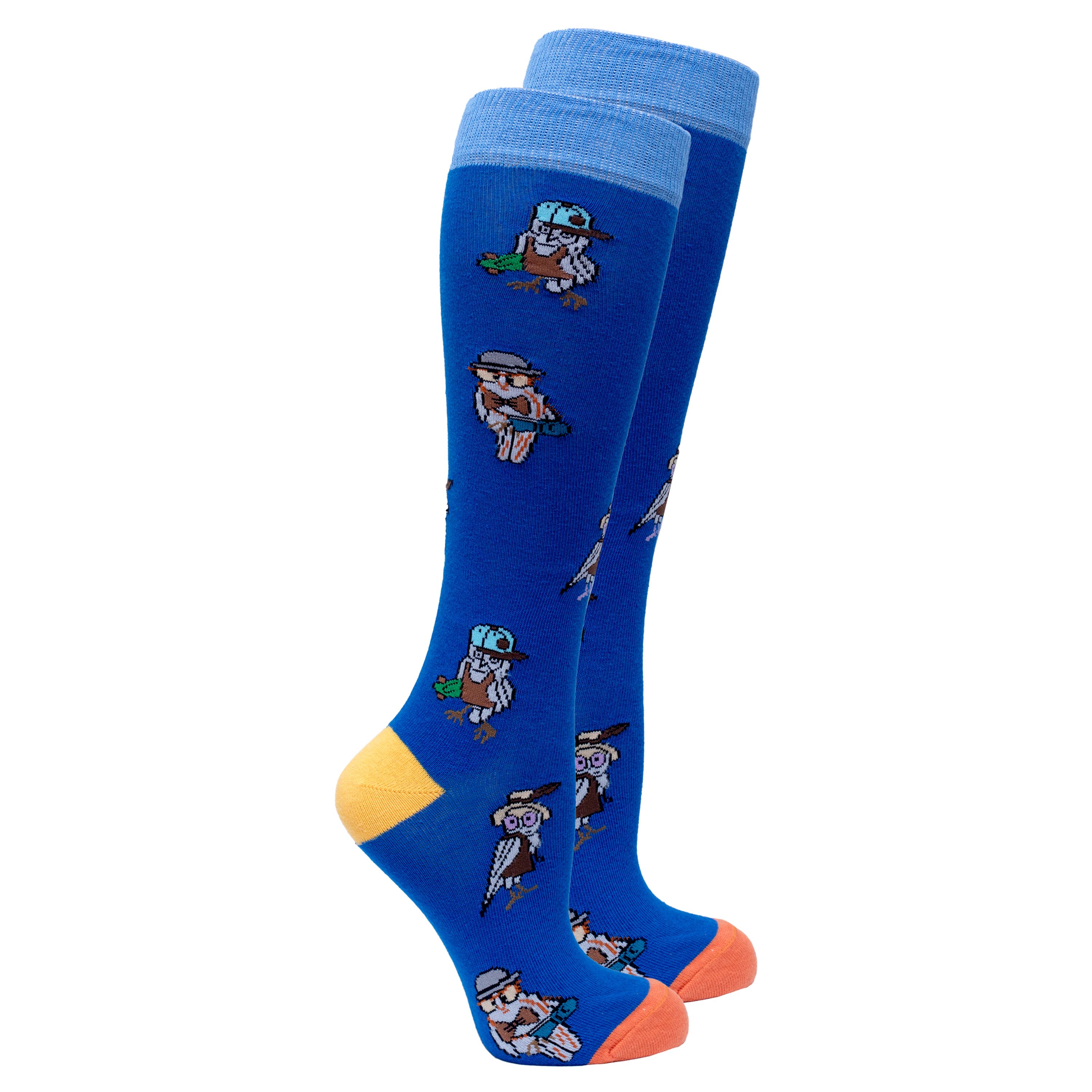 Colorful Women's Owl Knee High Socks featuring a fun owl design, made from soft Turkish cotton for comfort and style.