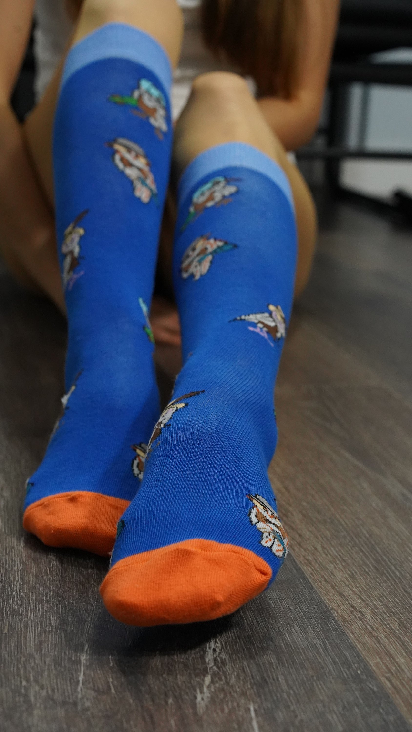 Colorful Women's Owl Knee High Socks featuring a fun owl design, made from soft Turkish cotton for comfort and style.