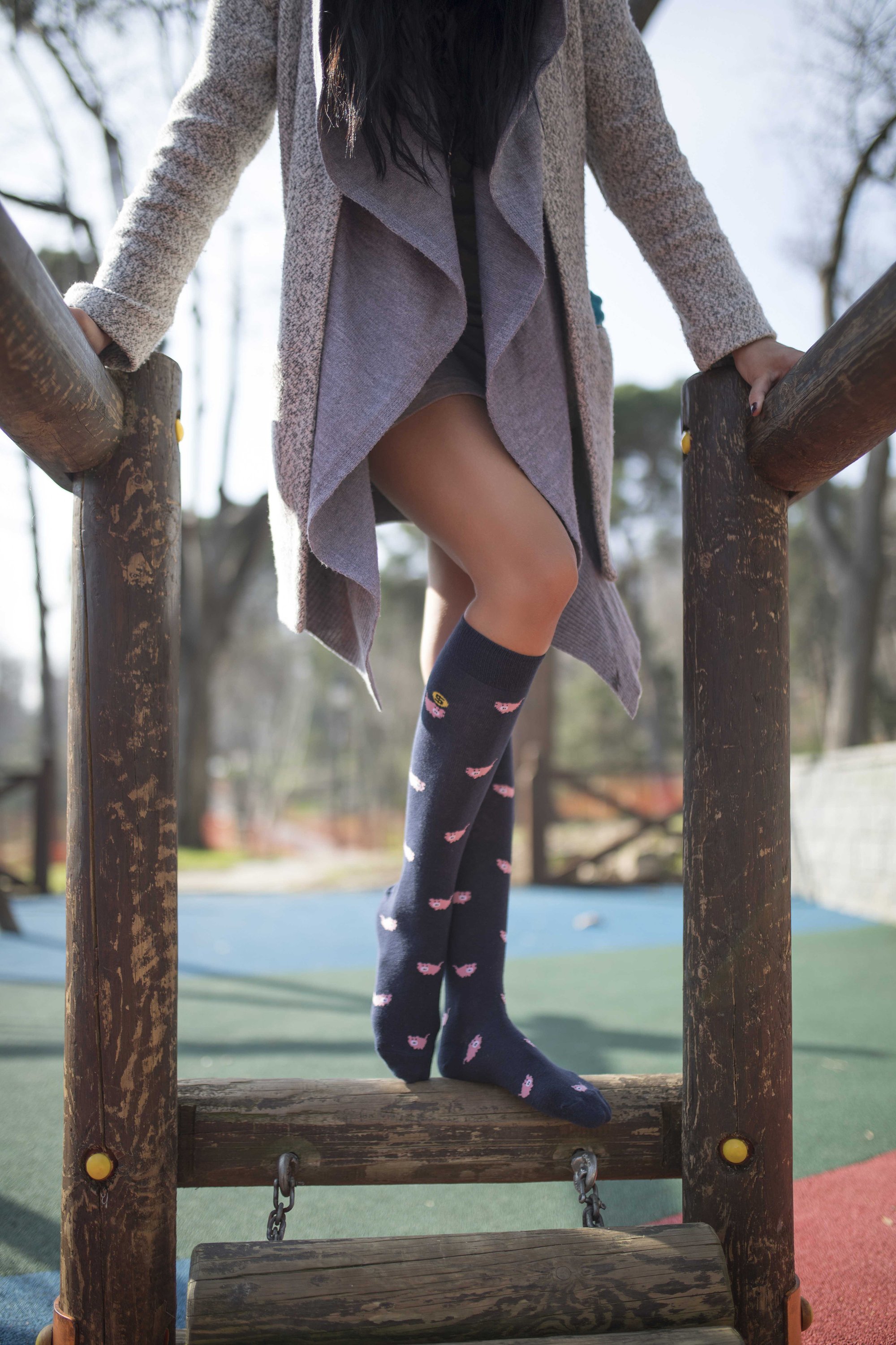 Colorful Women's Pig Knee High Socks featuring trendy patterns and soft fabric for comfort.