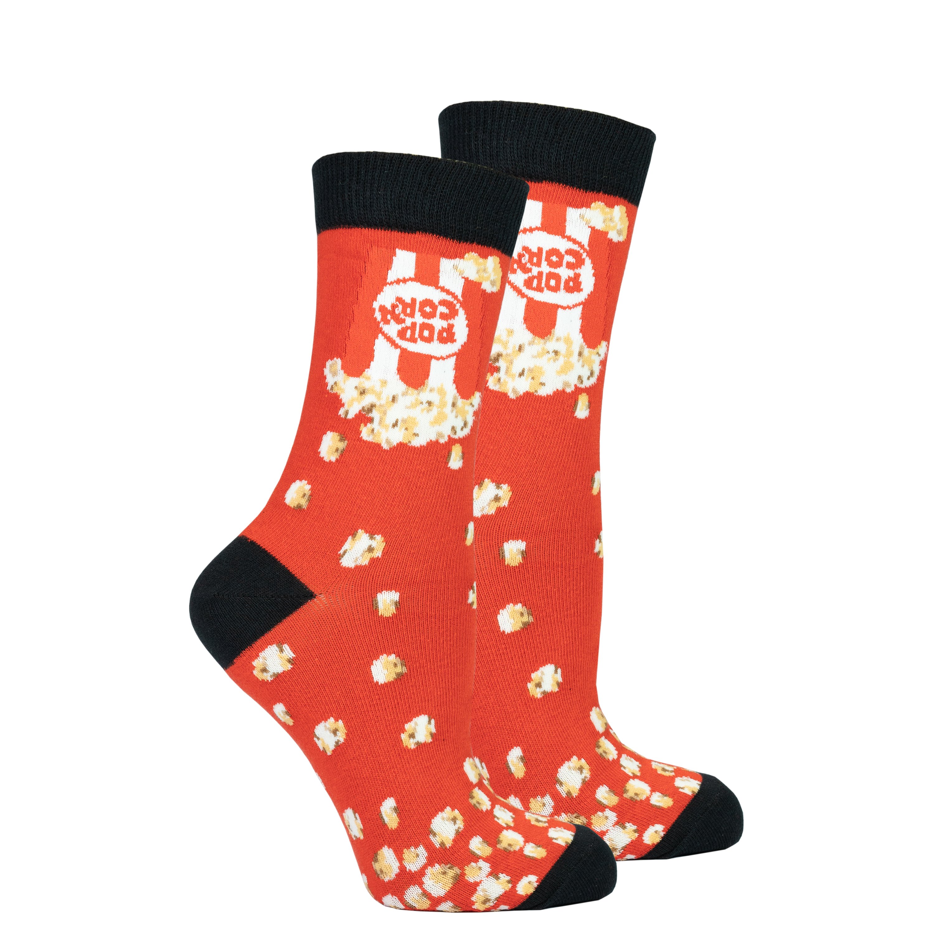 A pair of colorful Women's Popcorn Socks featuring trendy patterns and made from soft Turkish cotton, perfect for adding style to any outfit.