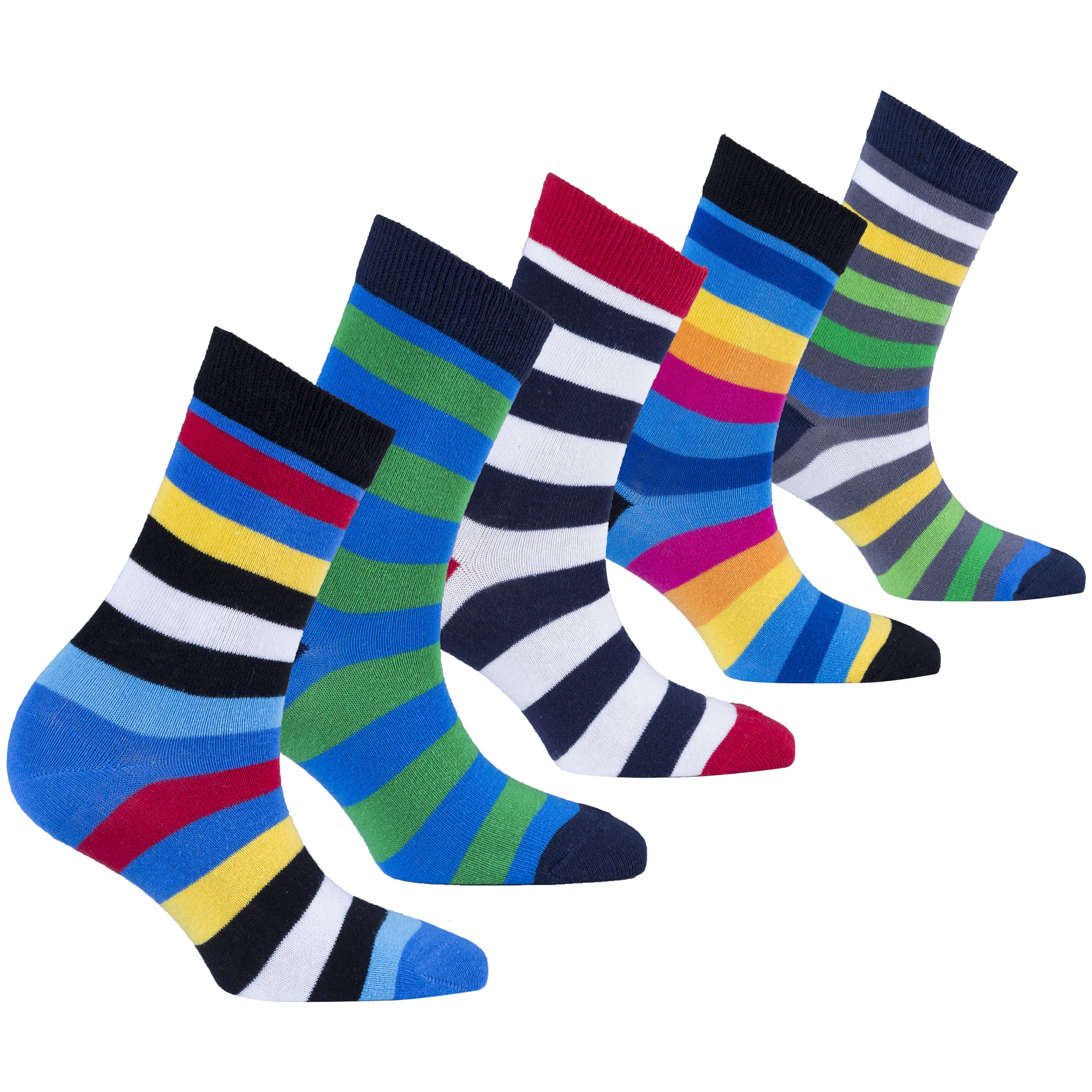 Colorful Women's Popular Stripes Socks Set featuring trendy patterns and premium cotton material for comfort.