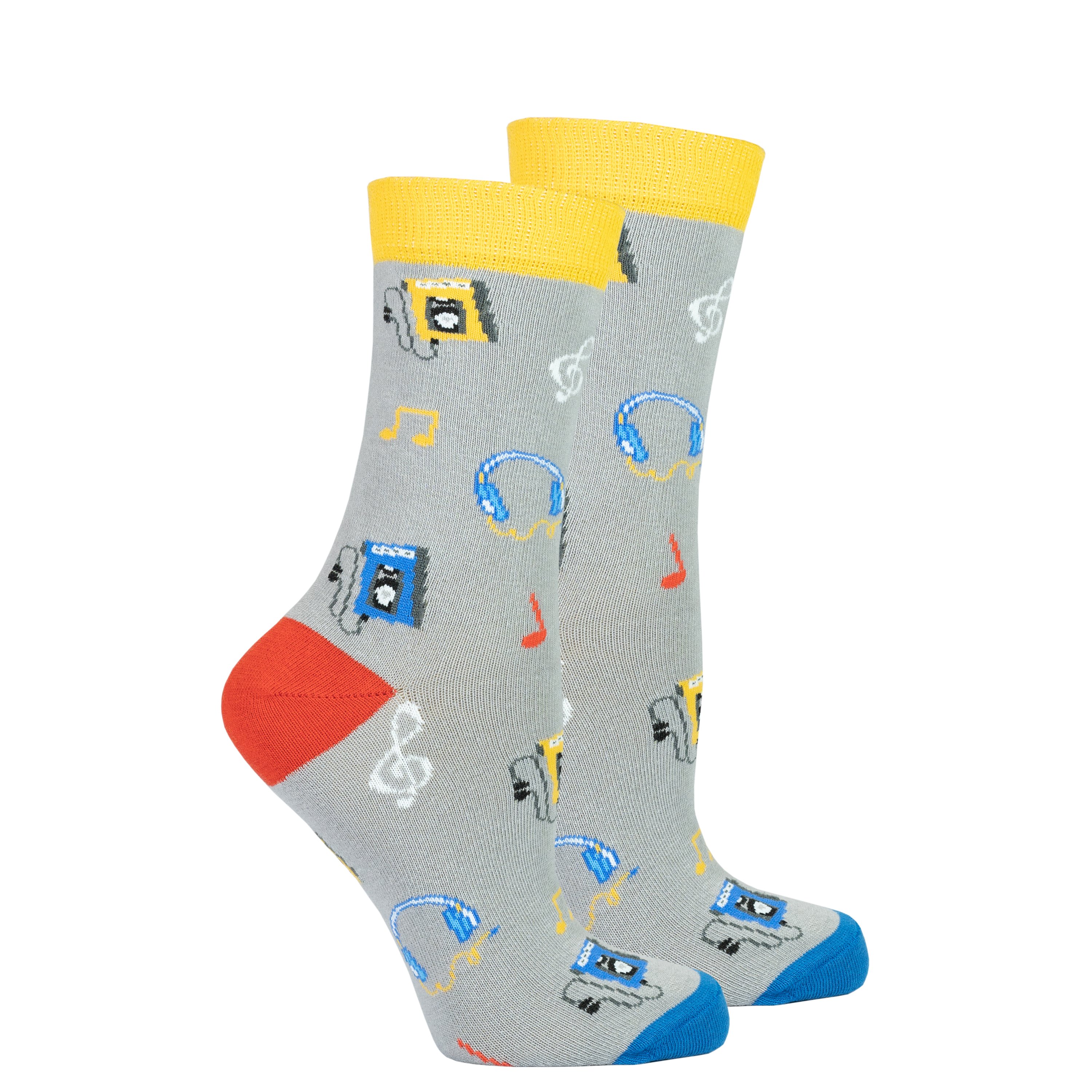 A pair of colorful Women's Radio Socks featuring trendy patterns and made from soft Turkish cotton, perfect for stylish comfort.