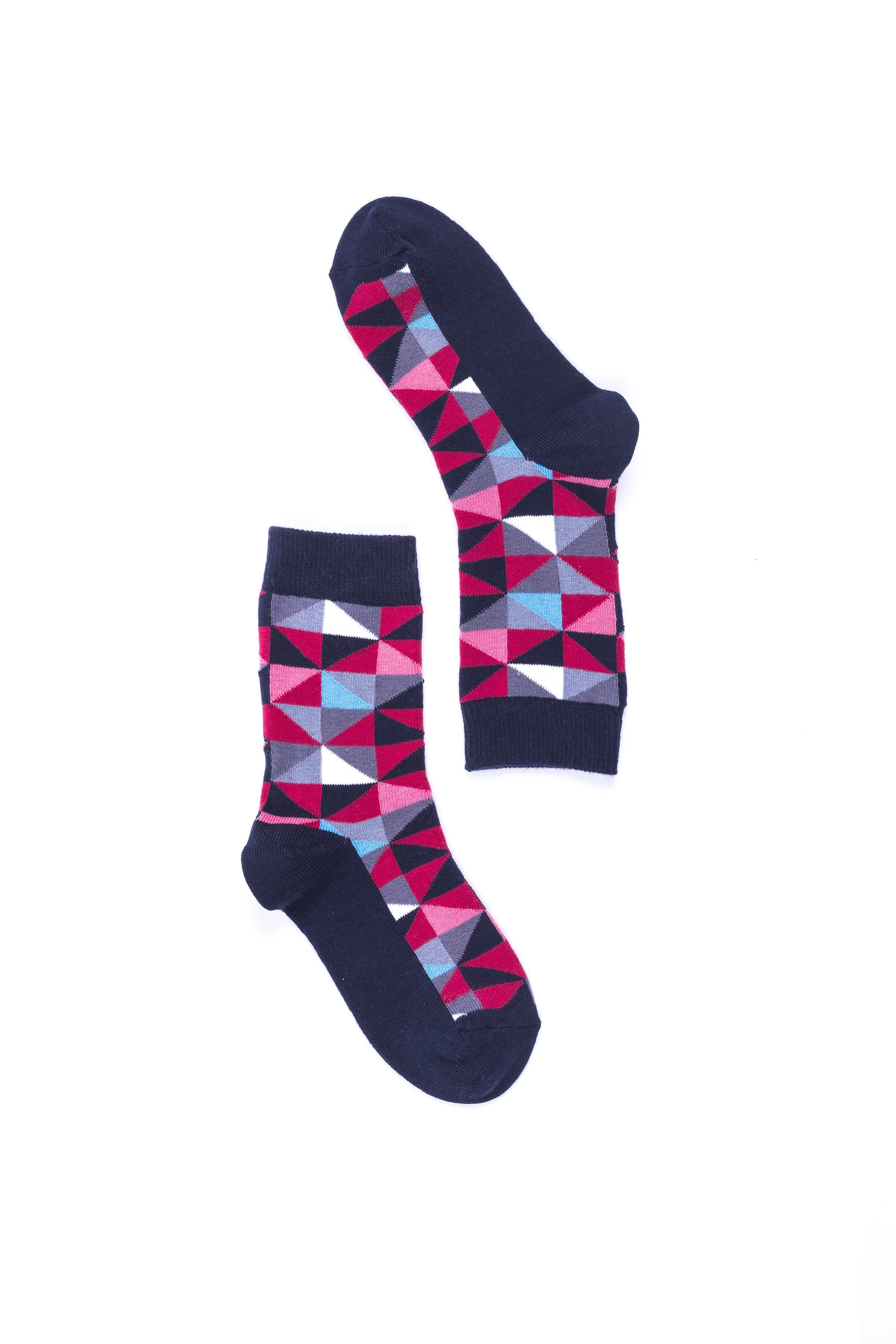 A pair of vibrant Women's Red Triangle Socks featuring a trendy design, made from soft Turkish cotton for comfort.