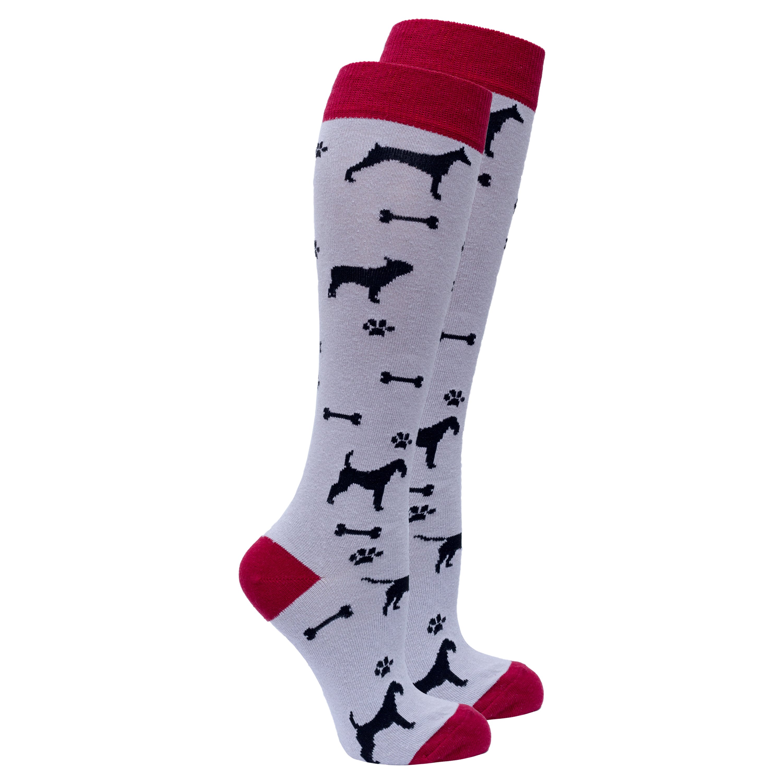 A pair of Women's Shadow Dog Knee High Socks featuring colorful and trendy designs, perfect for adding style to any outfit.