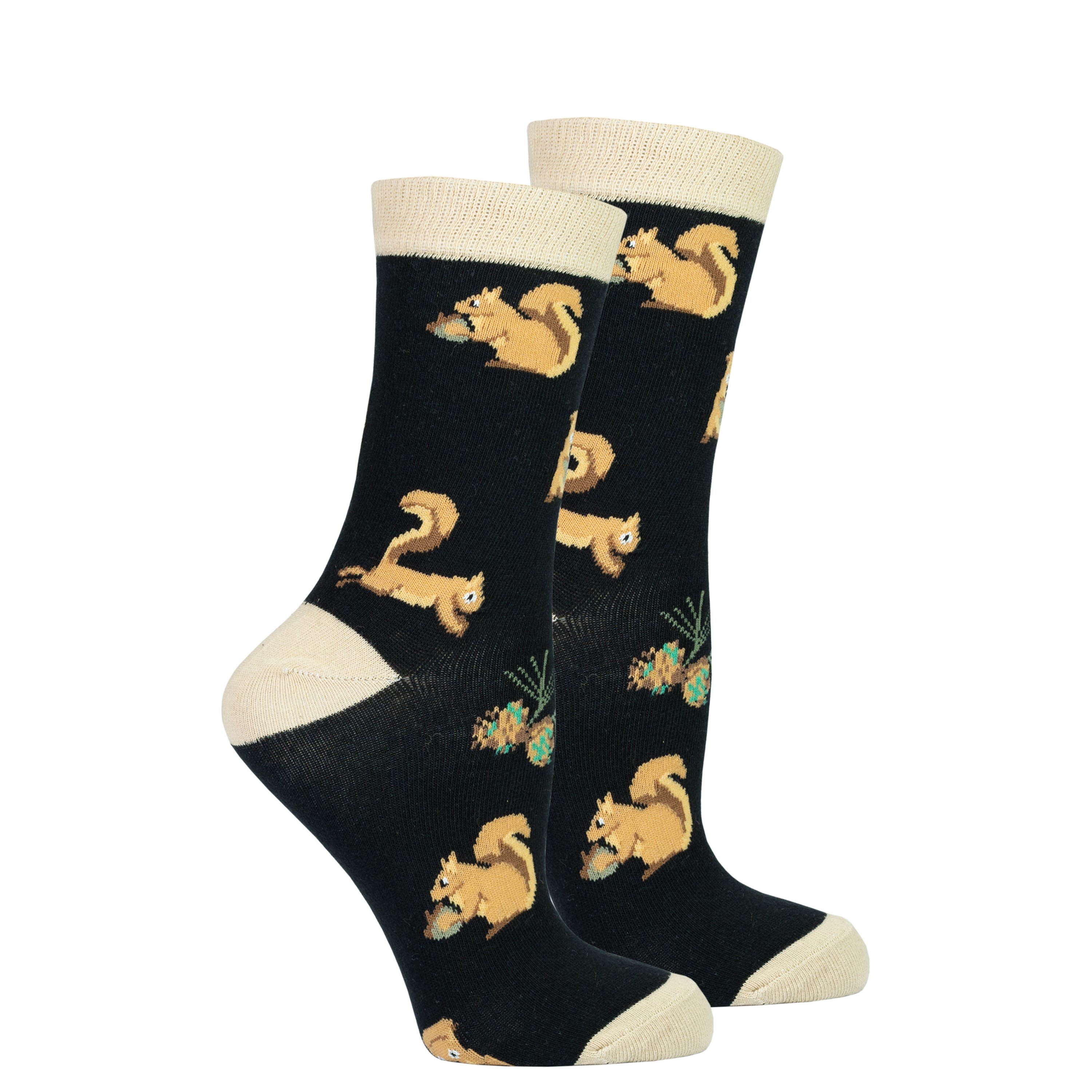 Socks with squirrel pattern design.