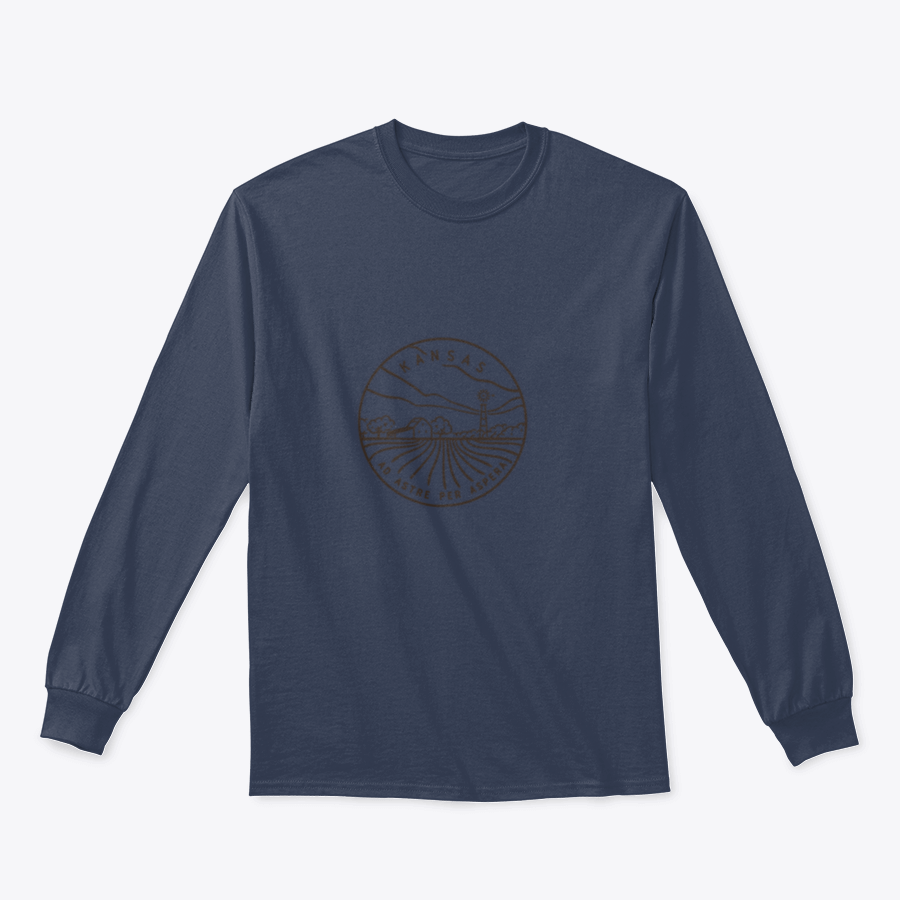 Ad Astra Per Aspera Kansas State minimalist line design shirt, showcasing a stylish and comfortable fit in a cotton-polyester blend.