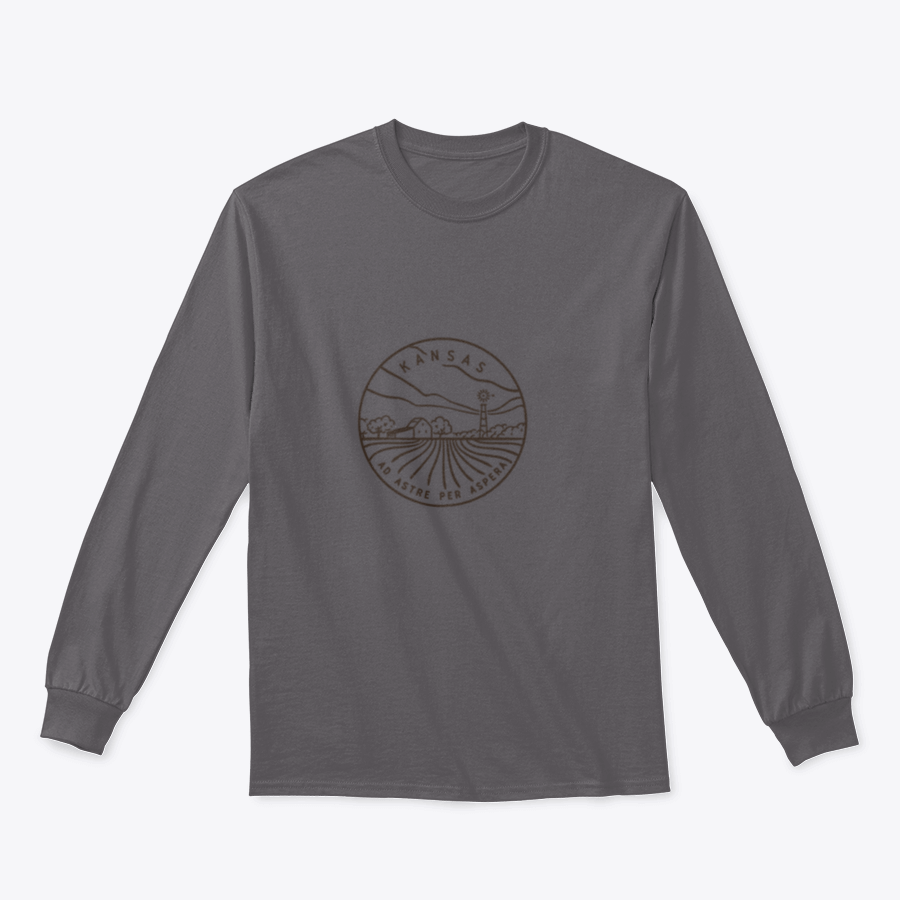 Ad Astra Per Aspera Kansas State minimalist line design shirt, showcasing a stylish and comfortable fit in a cotton-polyester blend.