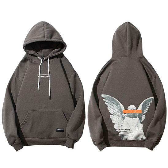 Angel God Printed Hoodie featuring a unique design, made from soft cotton and polyester blend, suitable for casual wear in spring and summer.