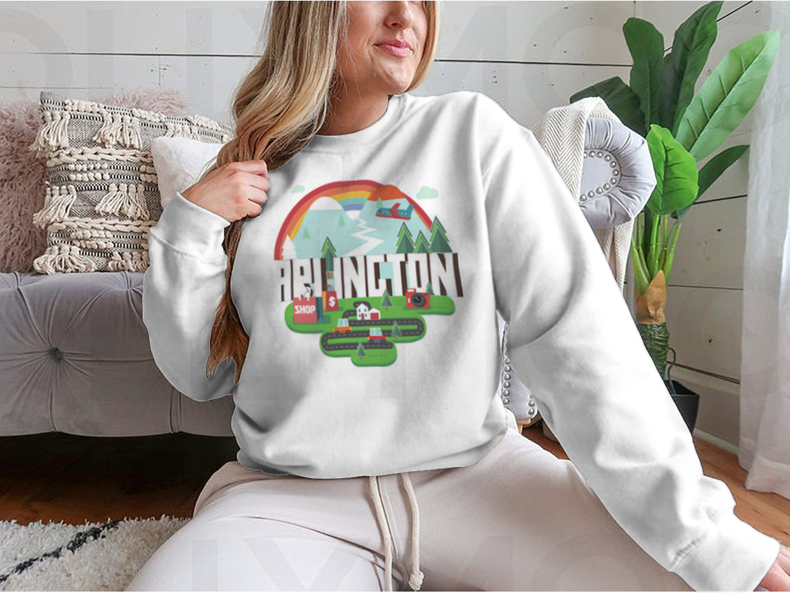 Stylish travel design apparel featuring Arlington City theme, showcasing comfort and quality.