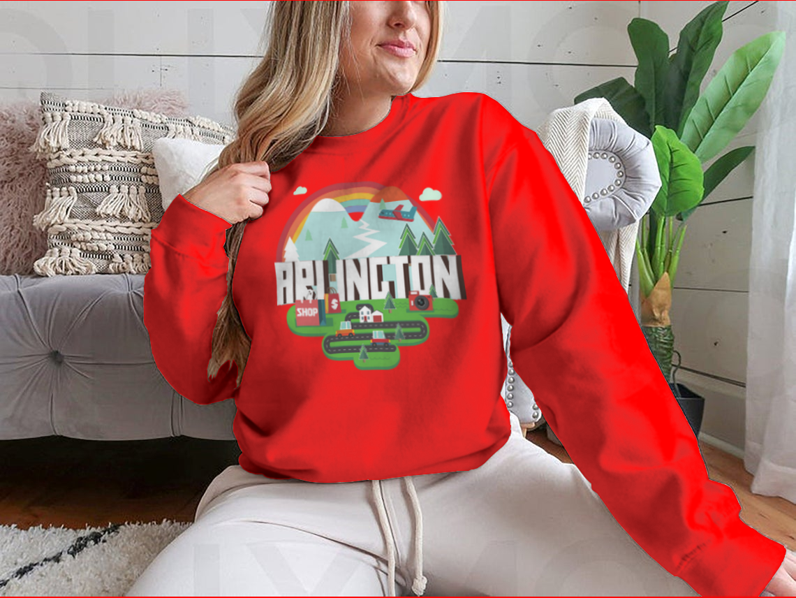 Stylish travel design apparel featuring Arlington City theme, showcasing comfort and quality.