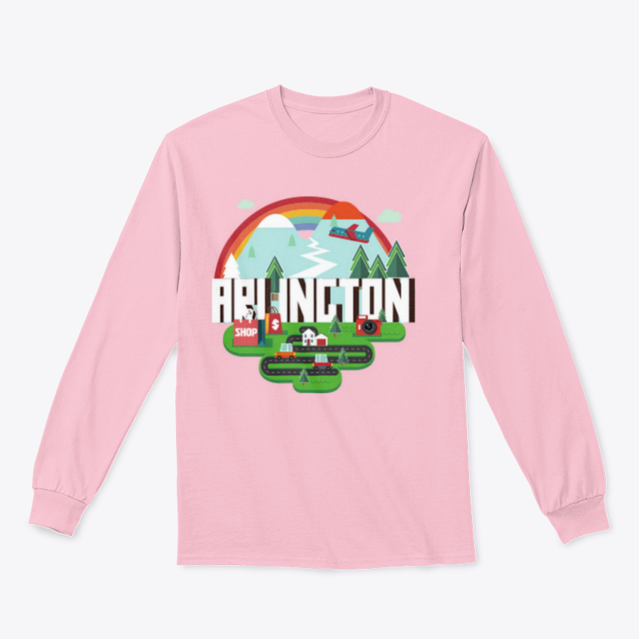 Stylish travel design apparel featuring Arlington City theme, showcasing comfort and quality.