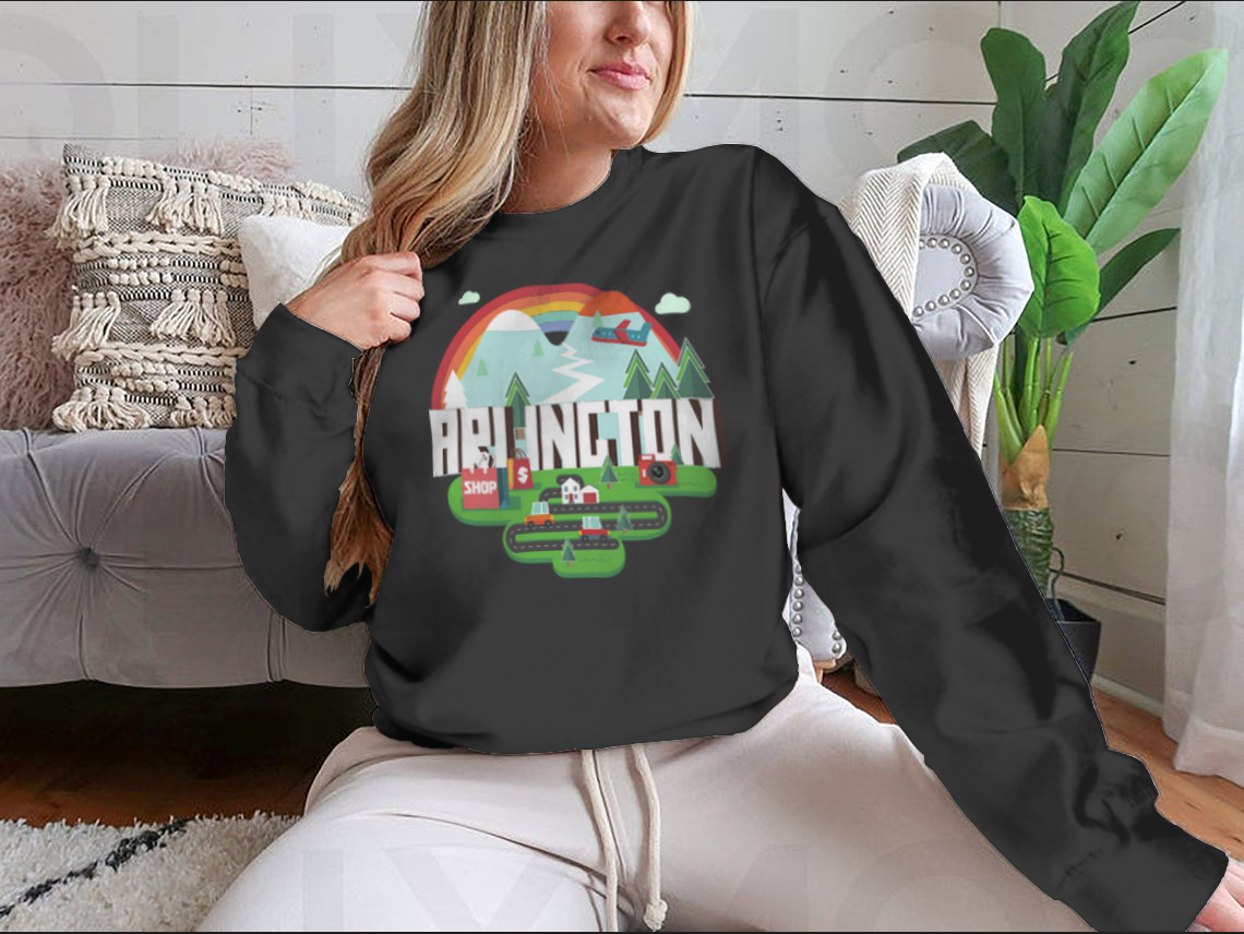 Stylish travel design apparel featuring Arlington City theme, showcasing comfort and quality.