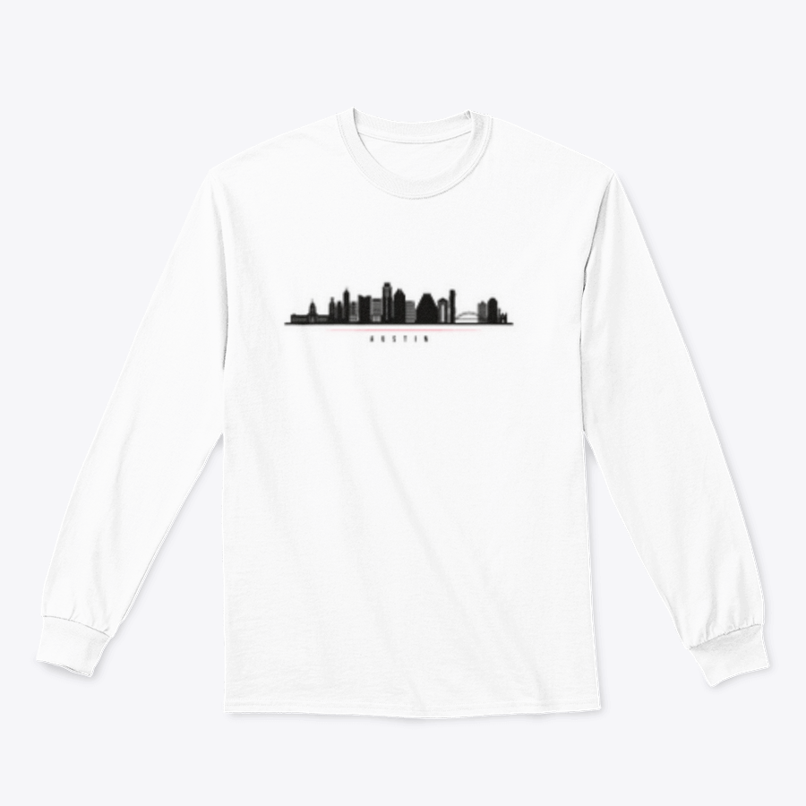 Austin City Skyline Horizontal Banner featuring a black and white silhouette design, showcasing iconic buildings and structures.