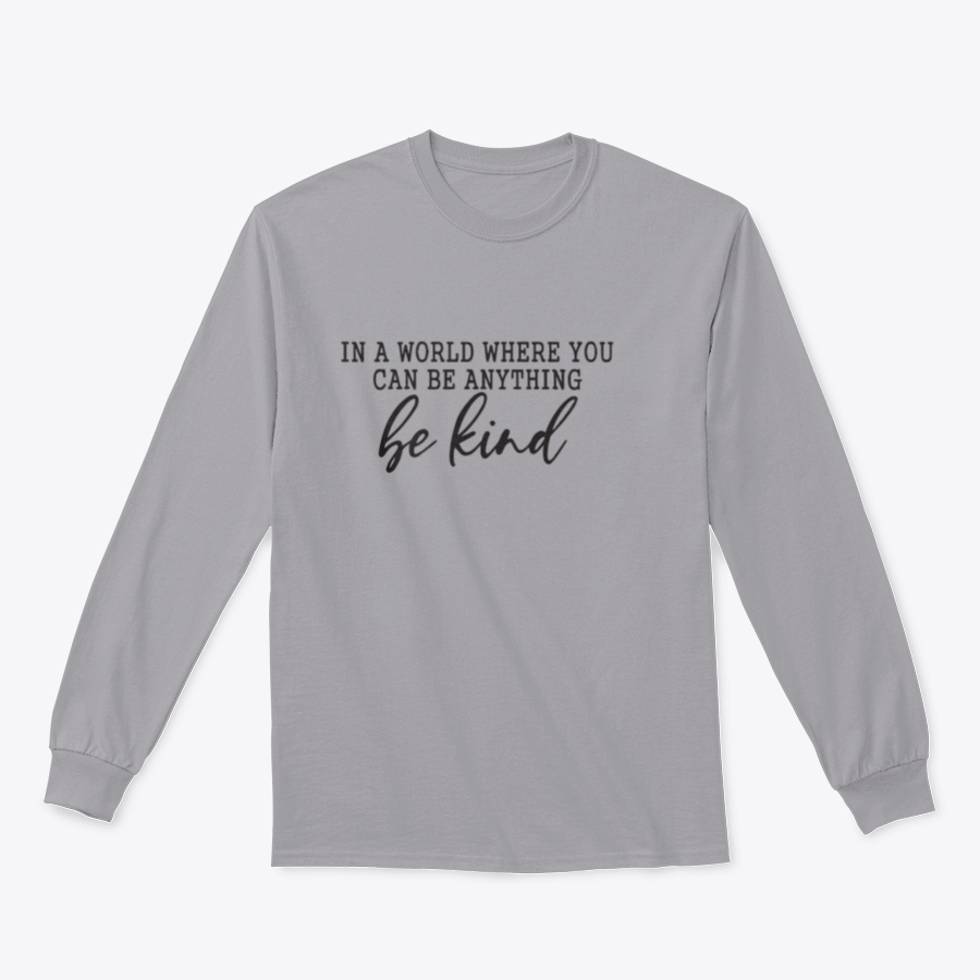 A stylish sweatshirt featuring a calligraphic design that reads 'Be Kind', made from soft cotton fabric.