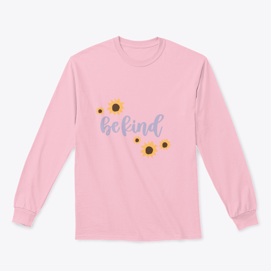 A cozy sweatshirt featuring a cute 'Be Kind' design, made from a soft cotton-polyester blend, perfect for casual wear.