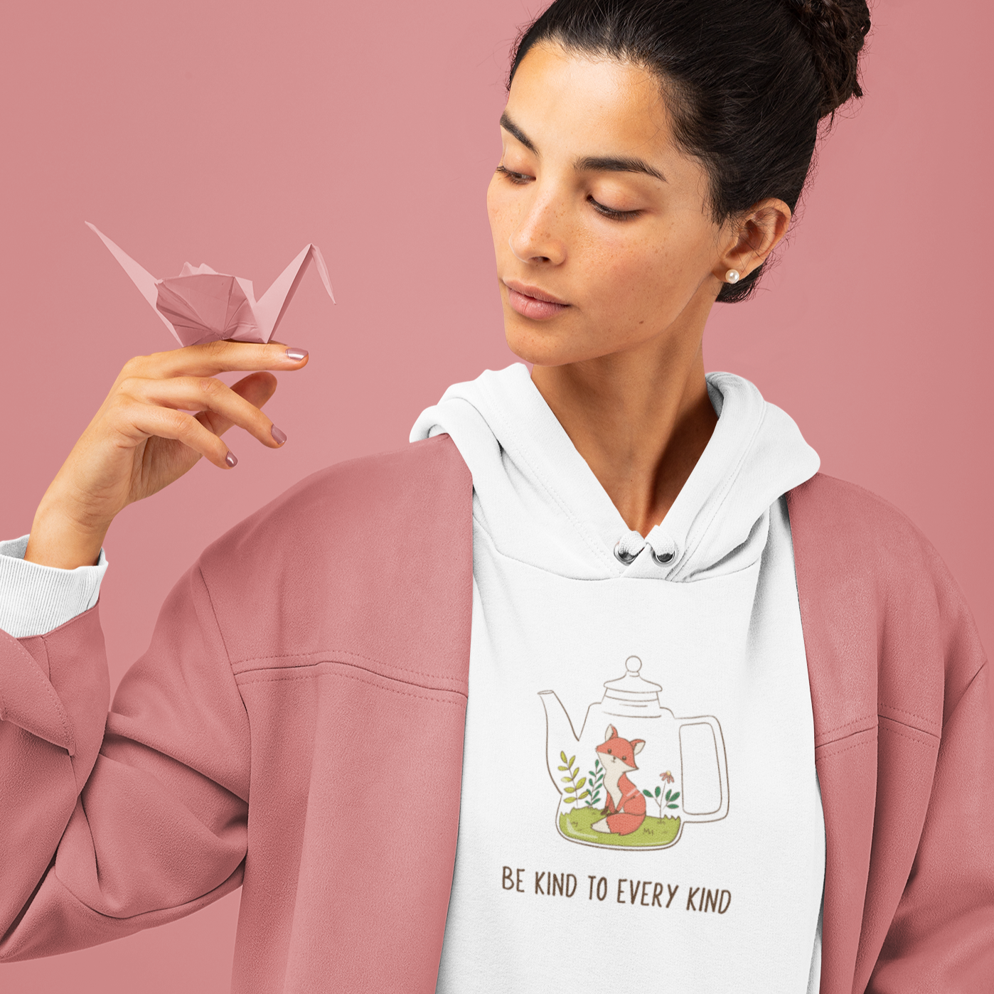 Be Kind to Every Kind Organic Cotton Hoodie in a stylish unisex design, made from 85% organic cotton and 15% recycled polyester, featuring eco-friendly printing.