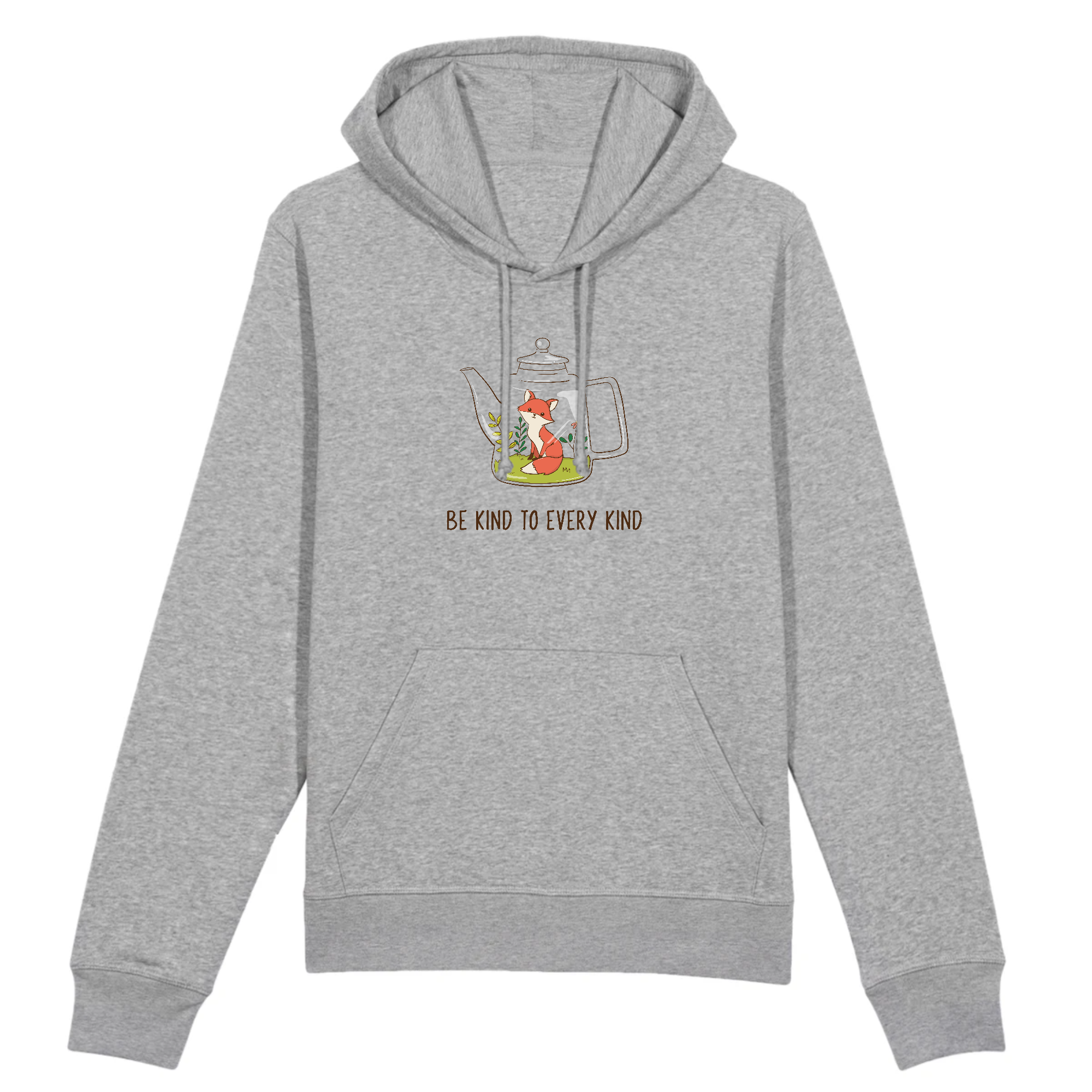 Be Kind to Every Kind Organic Cotton Hoodie in a stylish unisex design, made from 85% organic cotton and 15% recycled polyester, featuring eco-friendly printing.