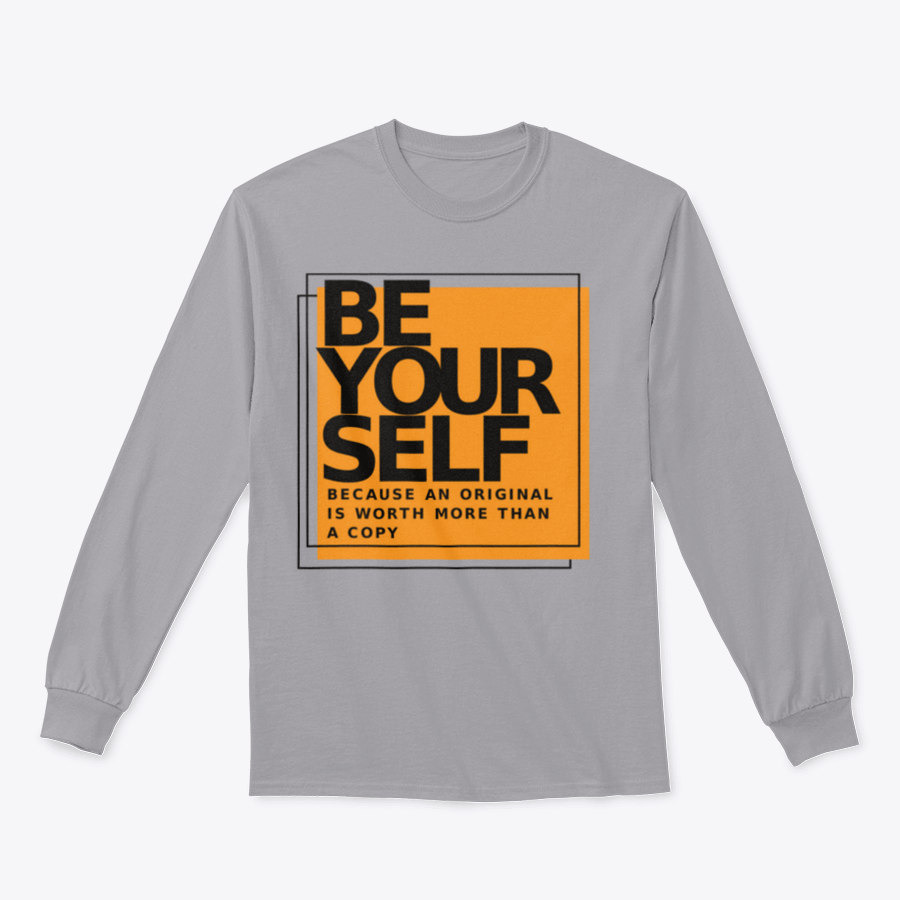 A stylish cotton shirt featuring the phrase 'Be Yourself Because An Original Is Worth More Than A Copy' in a bold design, perfect for casual wear.