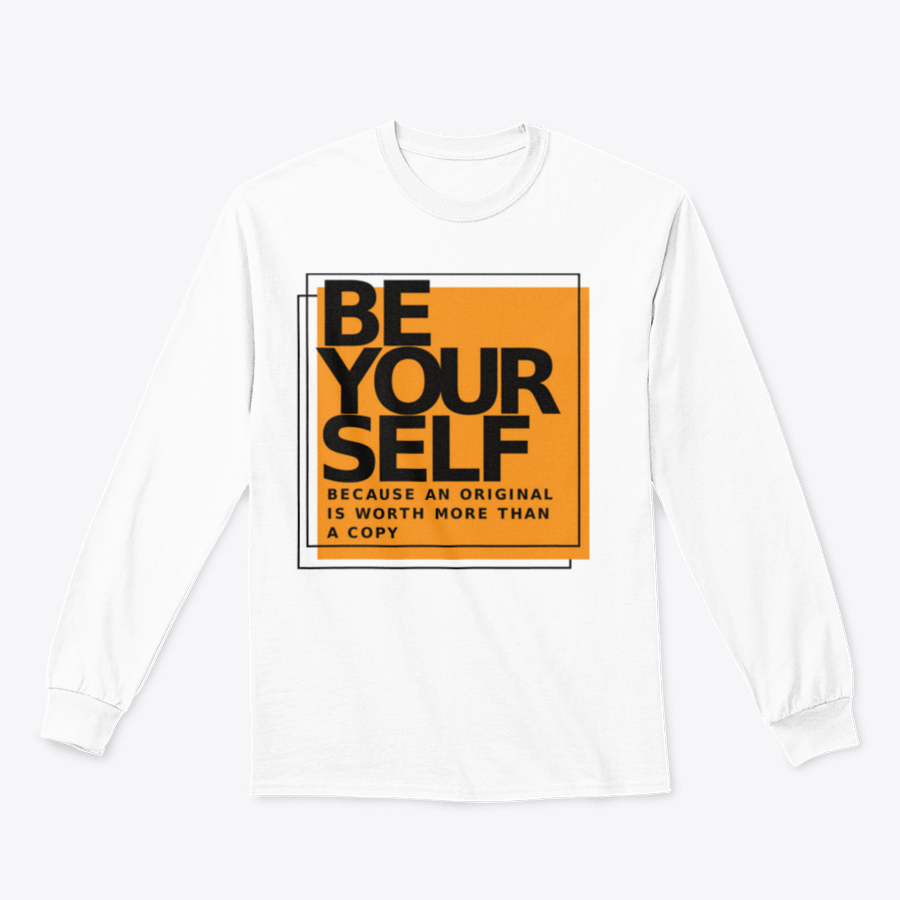 A stylish cotton shirt featuring the phrase 'Be Yourself Because An Original Is Worth More Than A Copy' in a bold design, perfect for casual wear.