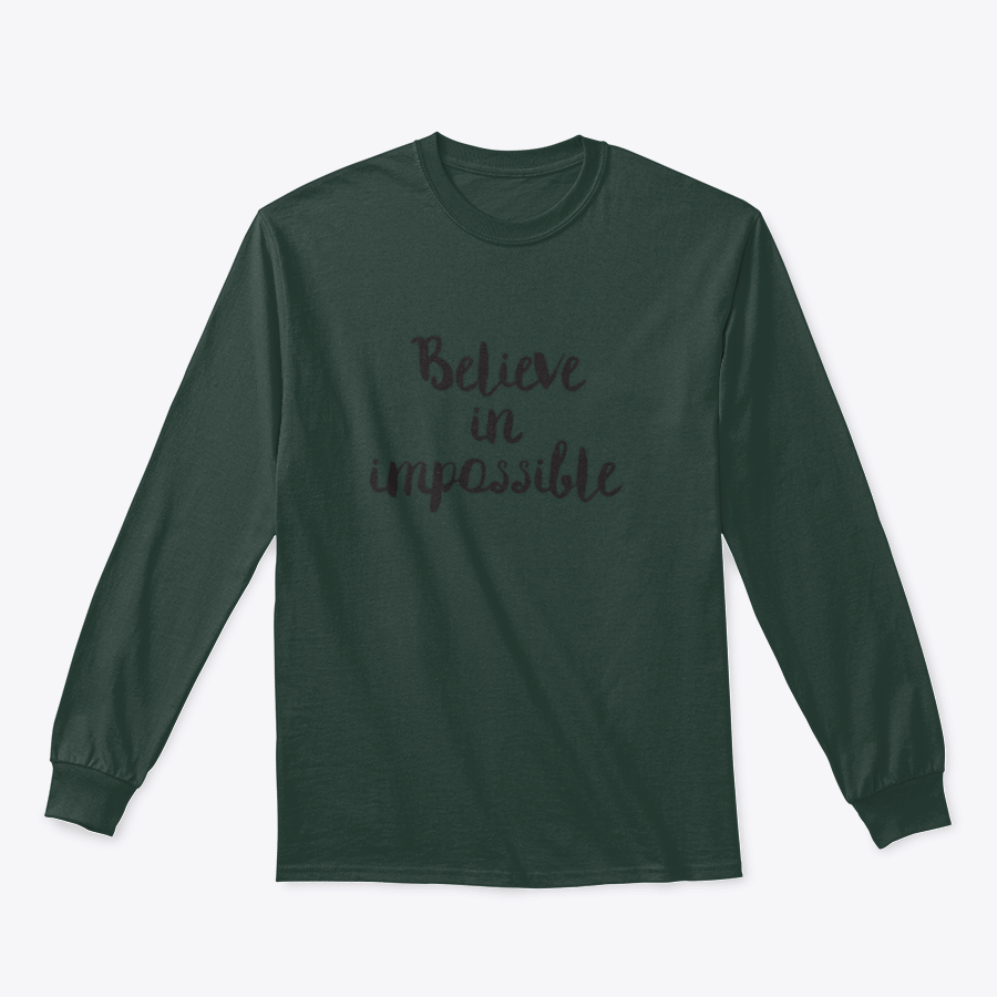 A stylish t-shirt featuring the motivational quote 'Believe In Impossible' designed for inspiration and positivity.